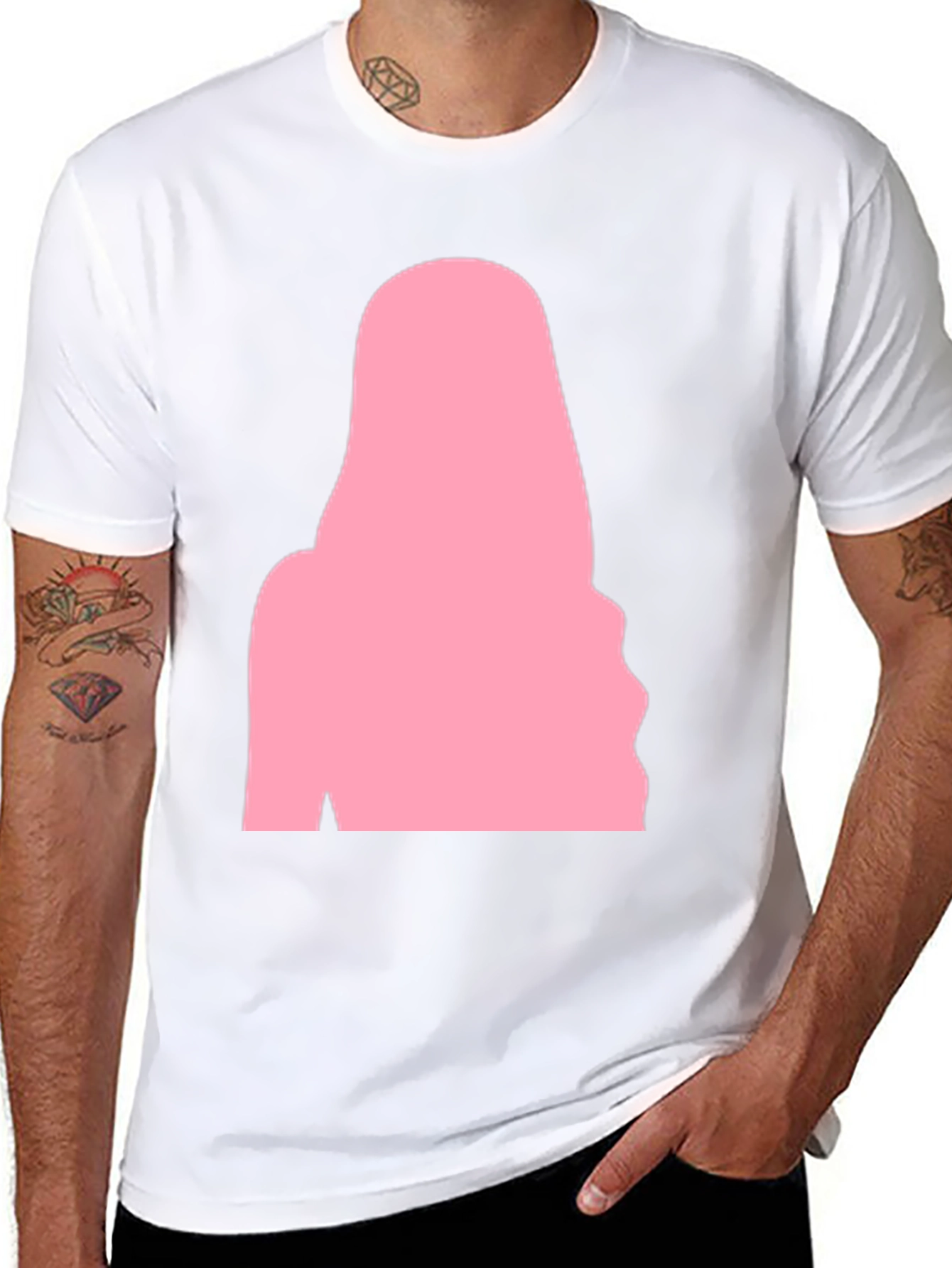 Black T-Shirt with Pink Silhouette