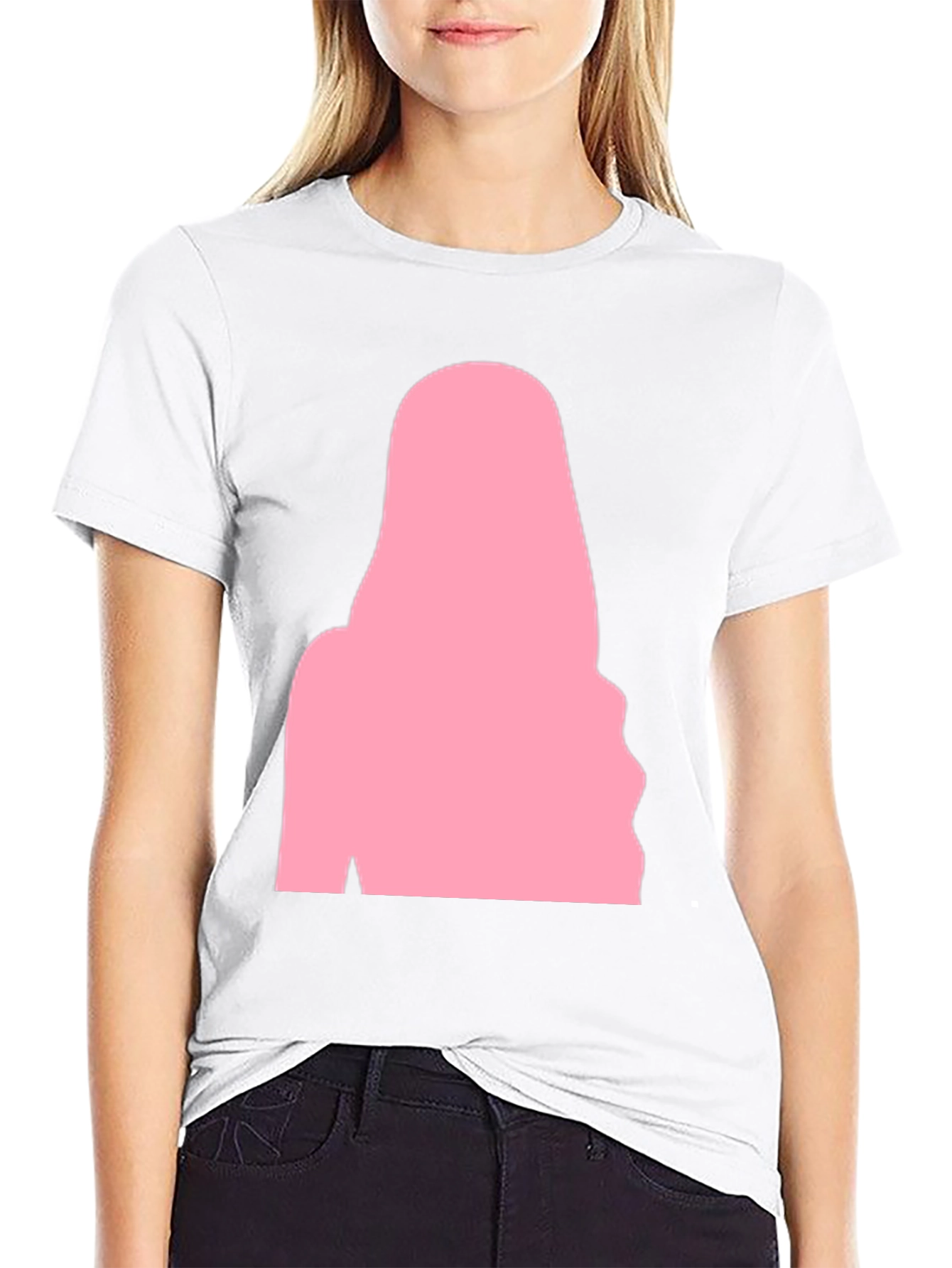 Black T-Shirt with Pink Silhouette