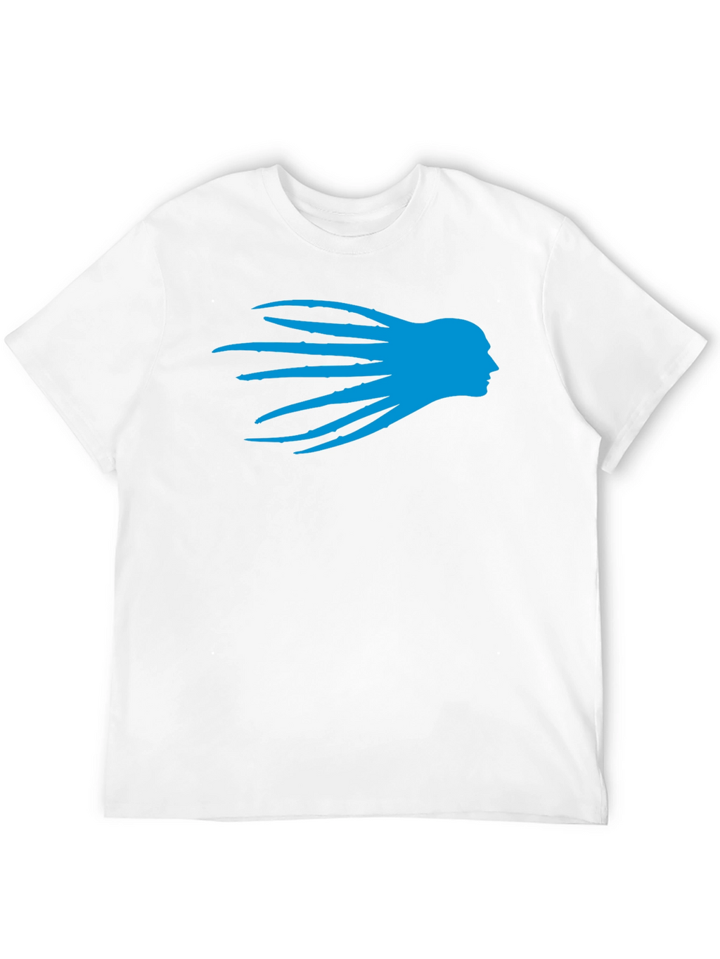 Black T-Shirt with Blue Head Silhouette Graphic