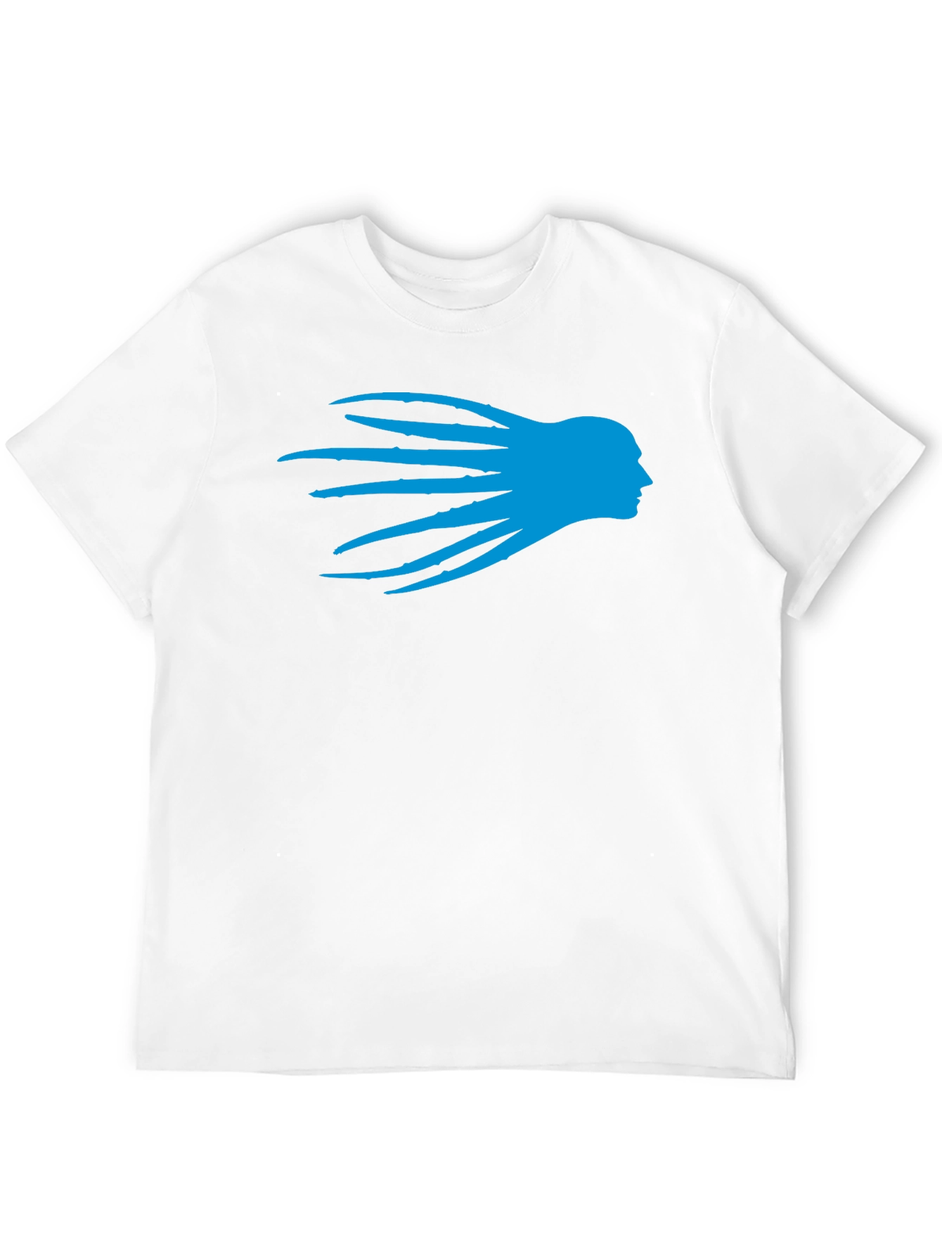 Black T-Shirt with Blue Head Silhouette Graphic