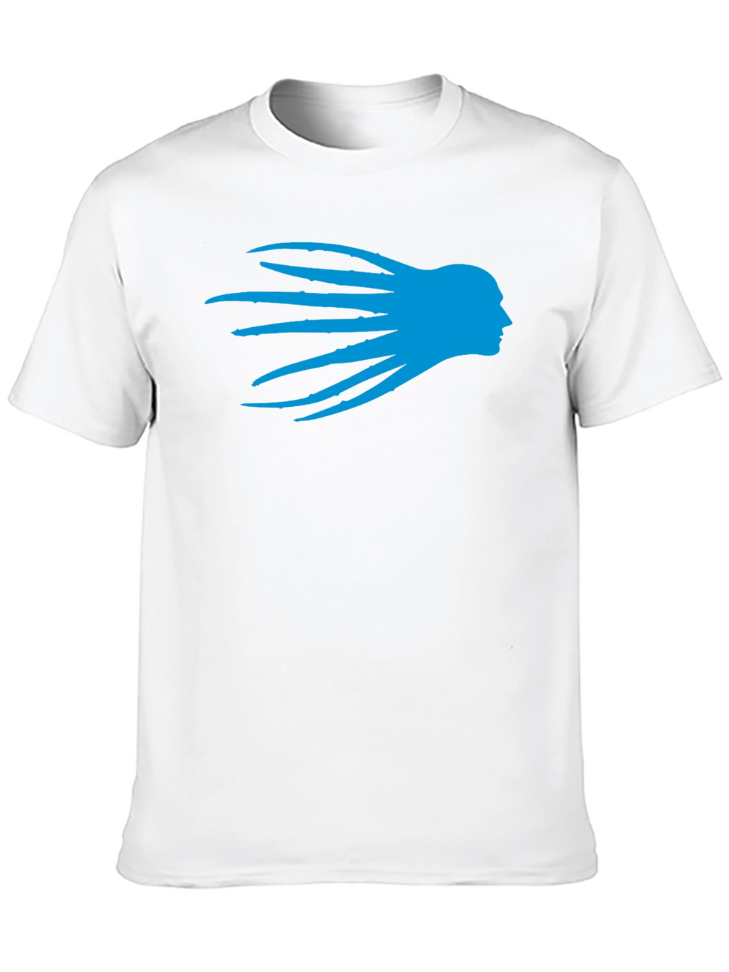 Black T-Shirt with Blue Head Silhouette Graphic