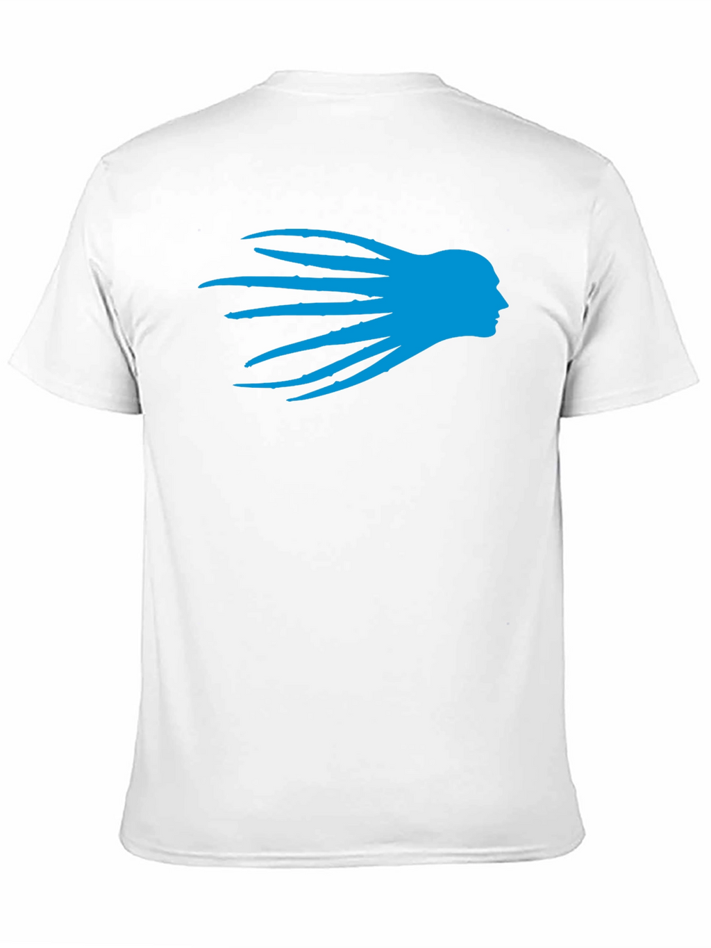 Black T-Shirt with Blue Head Silhouette Graphic
