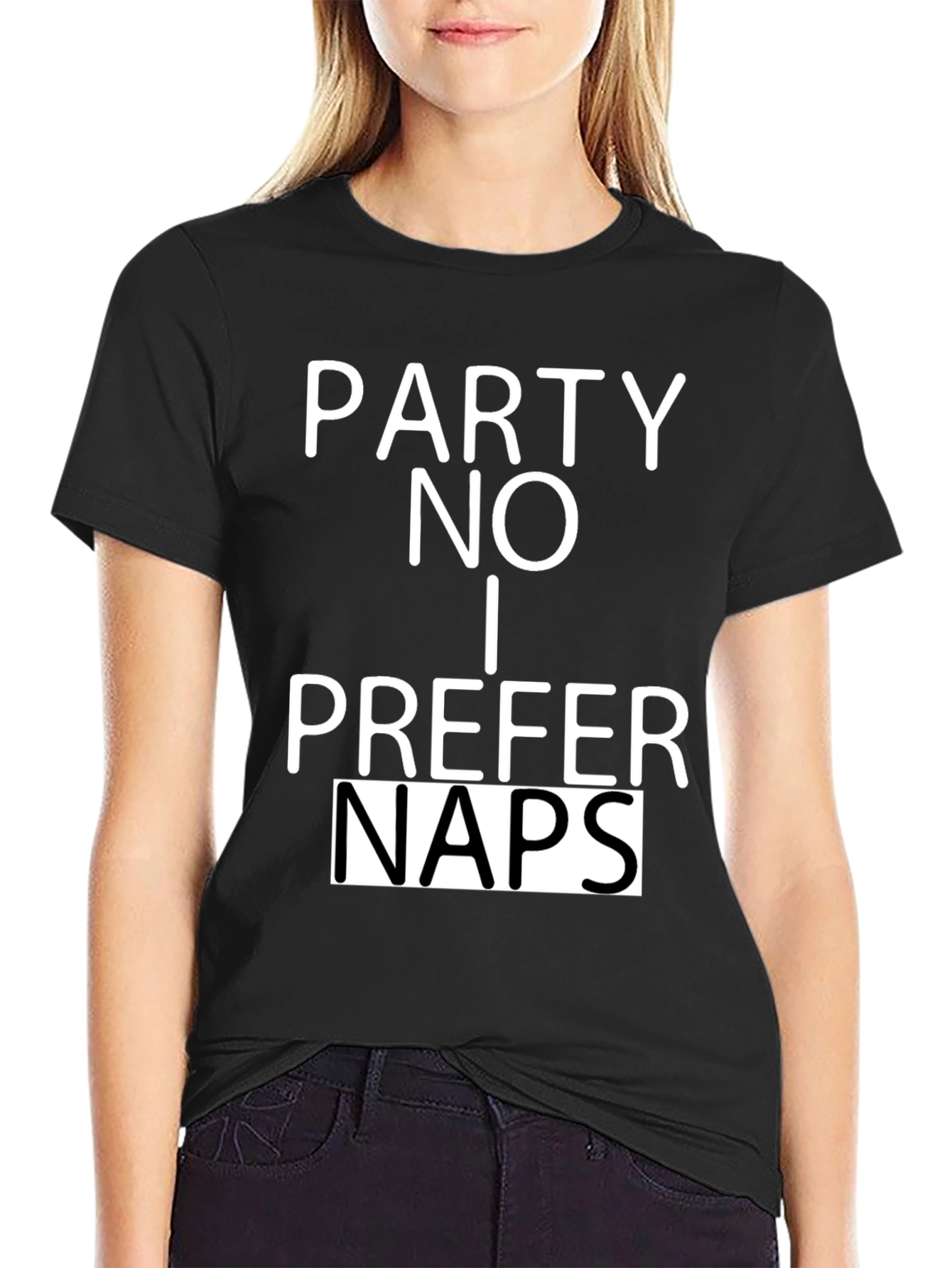 Party? No. I Prefer Naps Black Graphic T-Shirt