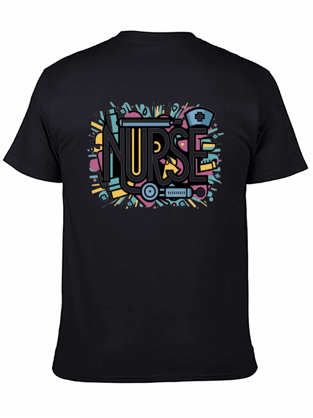 Nurse Graphic Tee - Black Cotton Blend Shirt