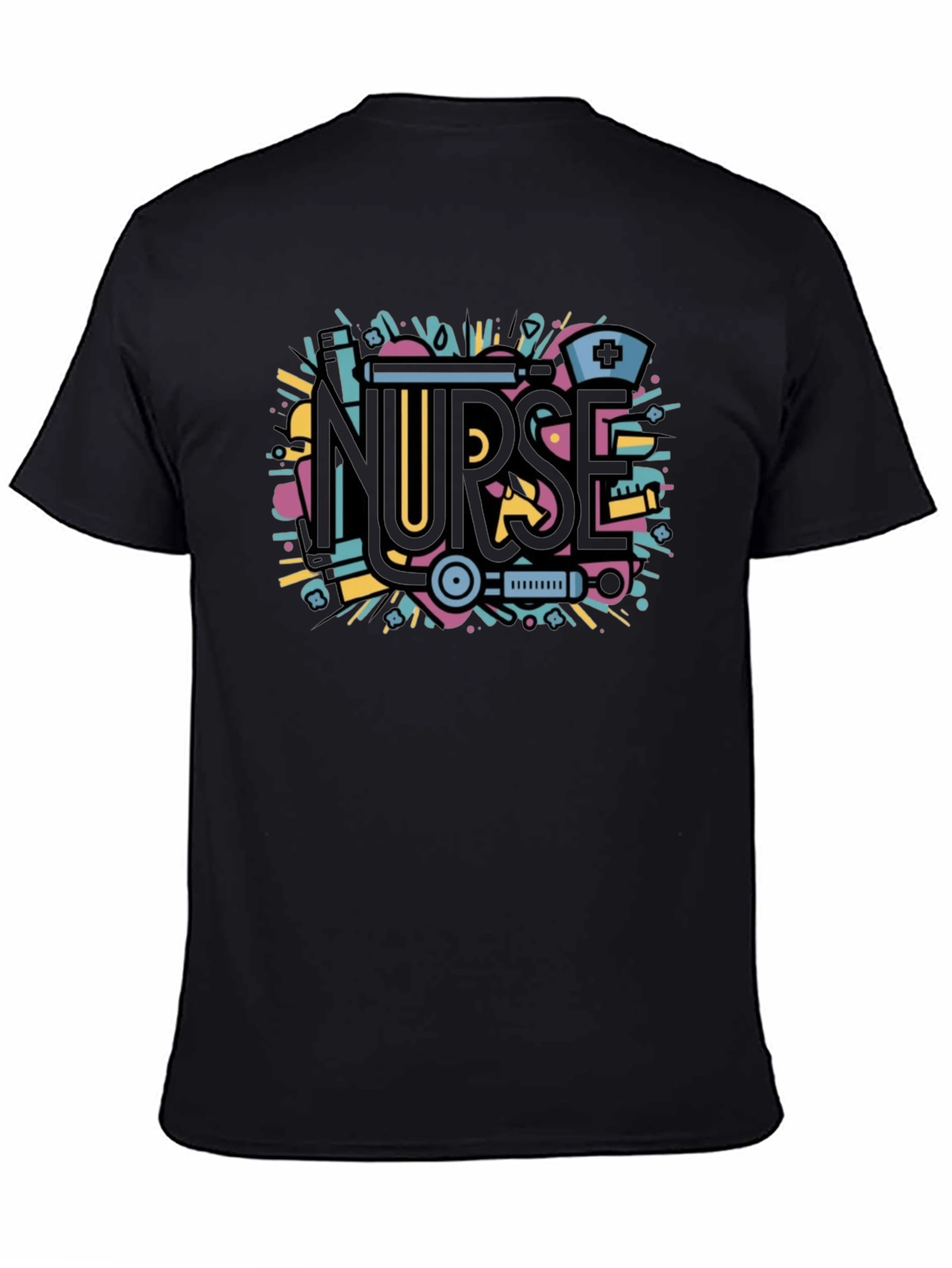 Nurse Graphic Tee - Black Cotton Blend Shirt