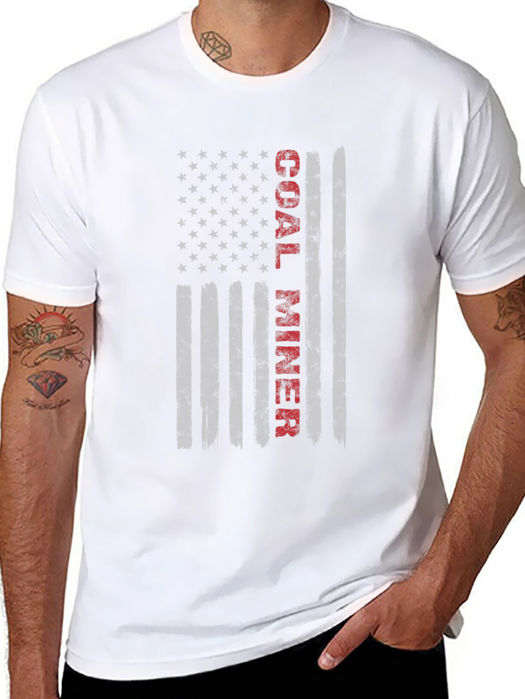 Coal Miner American Flag Graphic T-Shirt