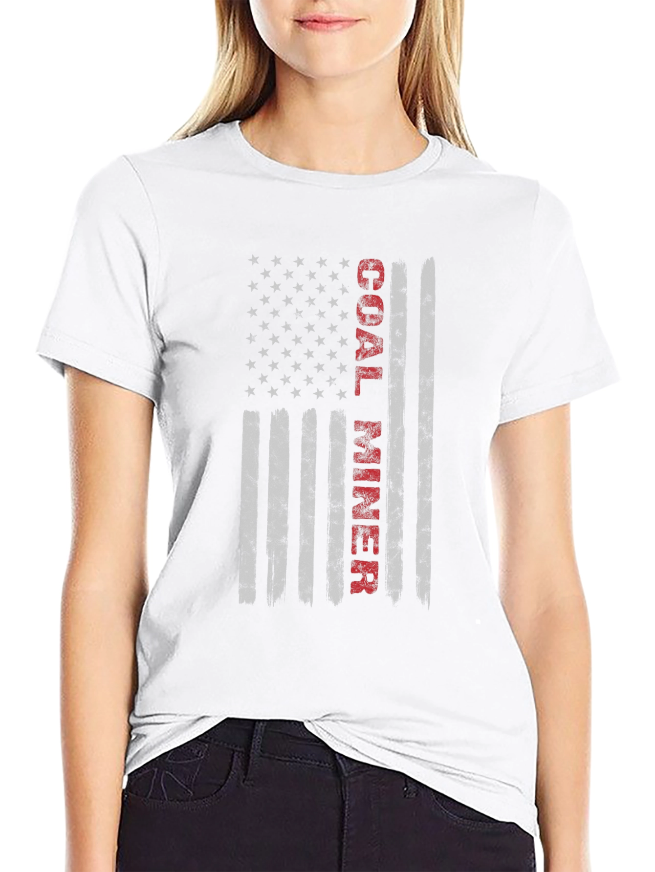 Coal Miner American Flag Graphic T-Shirt
