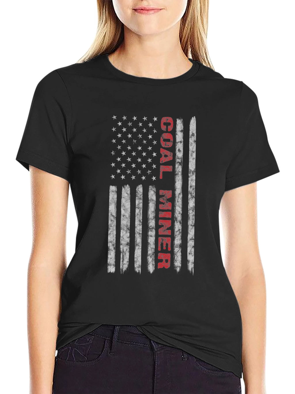 Coal Miner American Flag Graphic T-Shirt