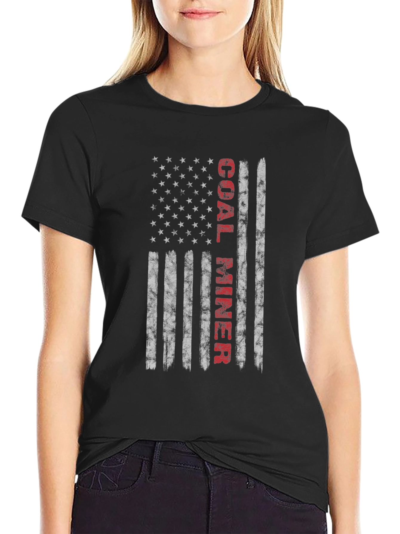 Coal Miner American Flag Graphic T-Shirt