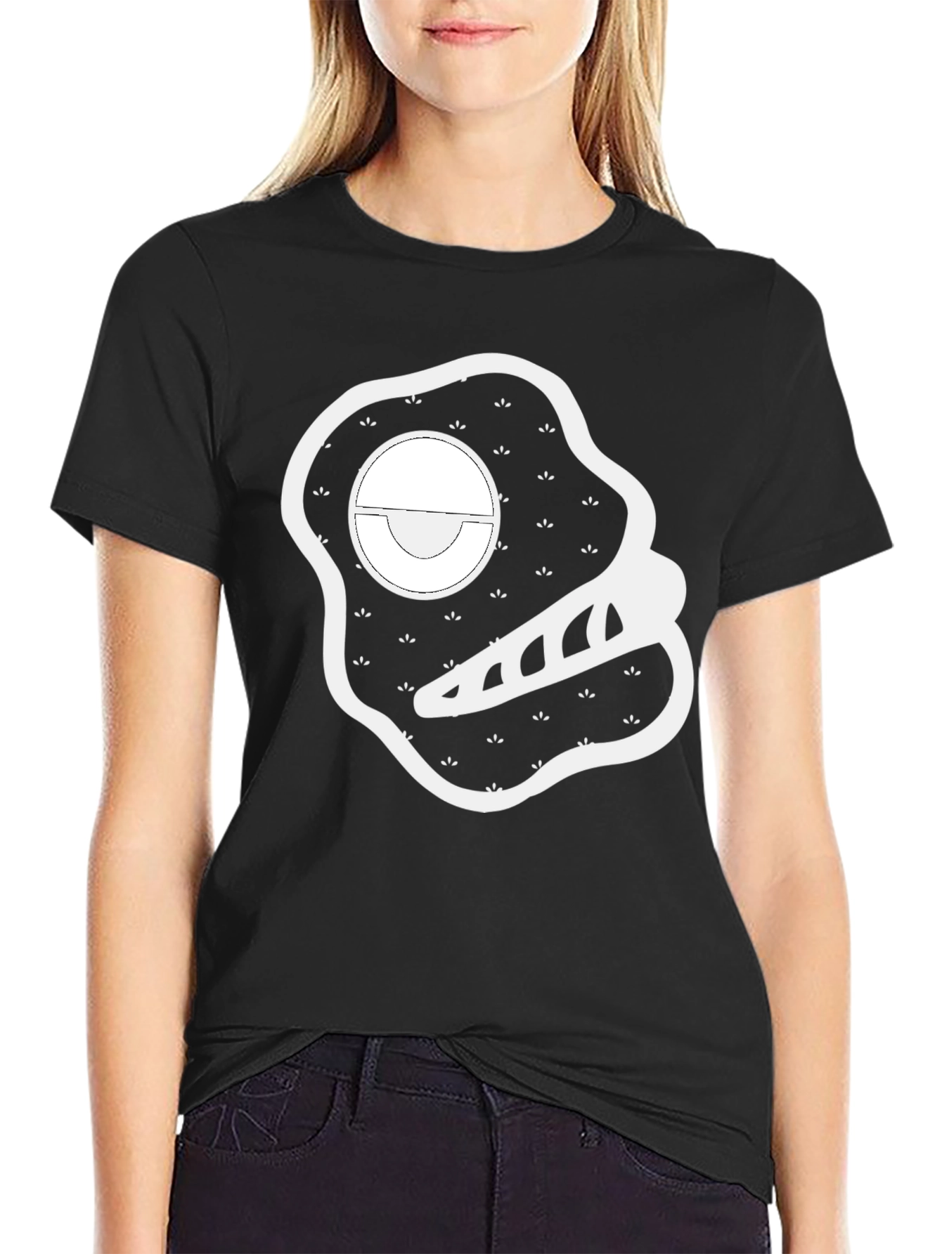 Modern Graphic Print Black T-Shirt