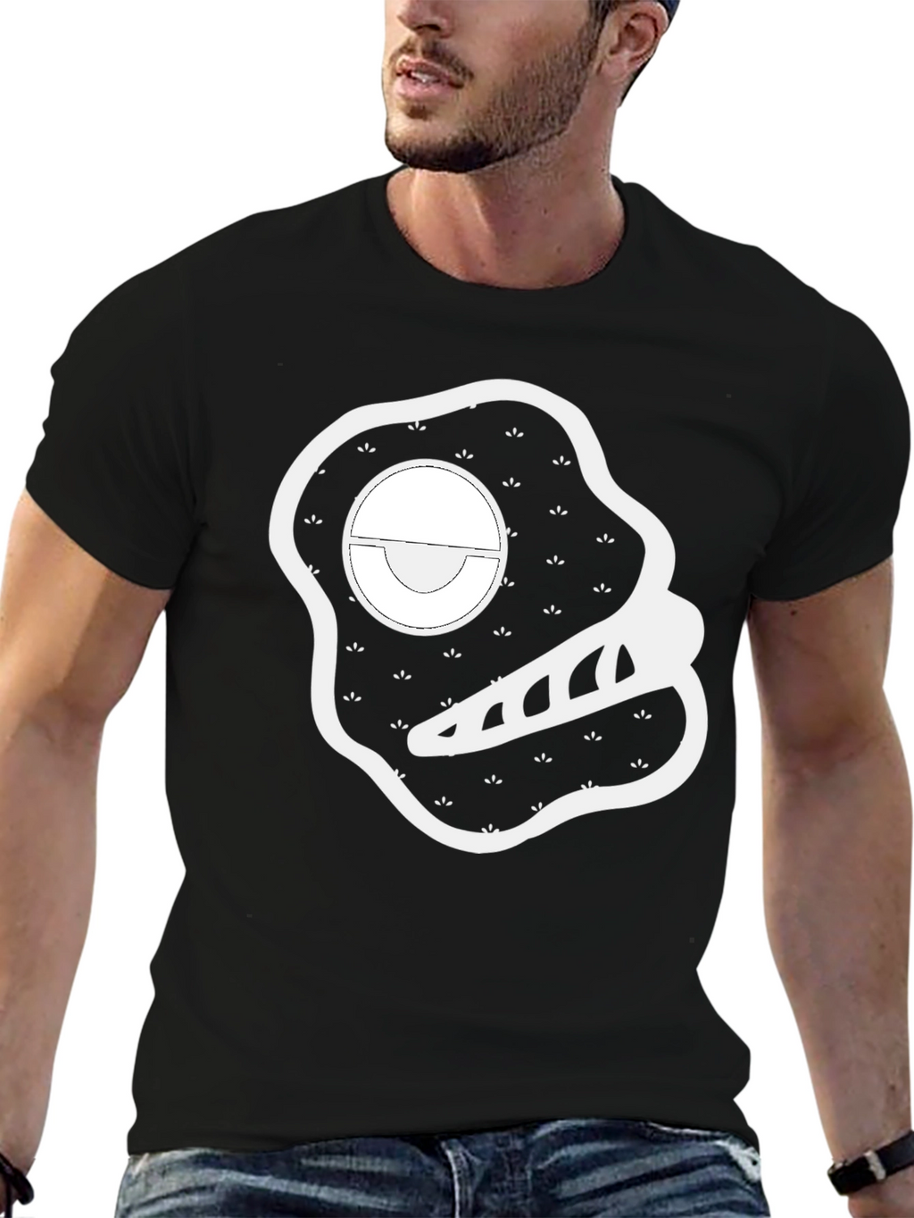 Modern Graphic Print Black T-Shirt