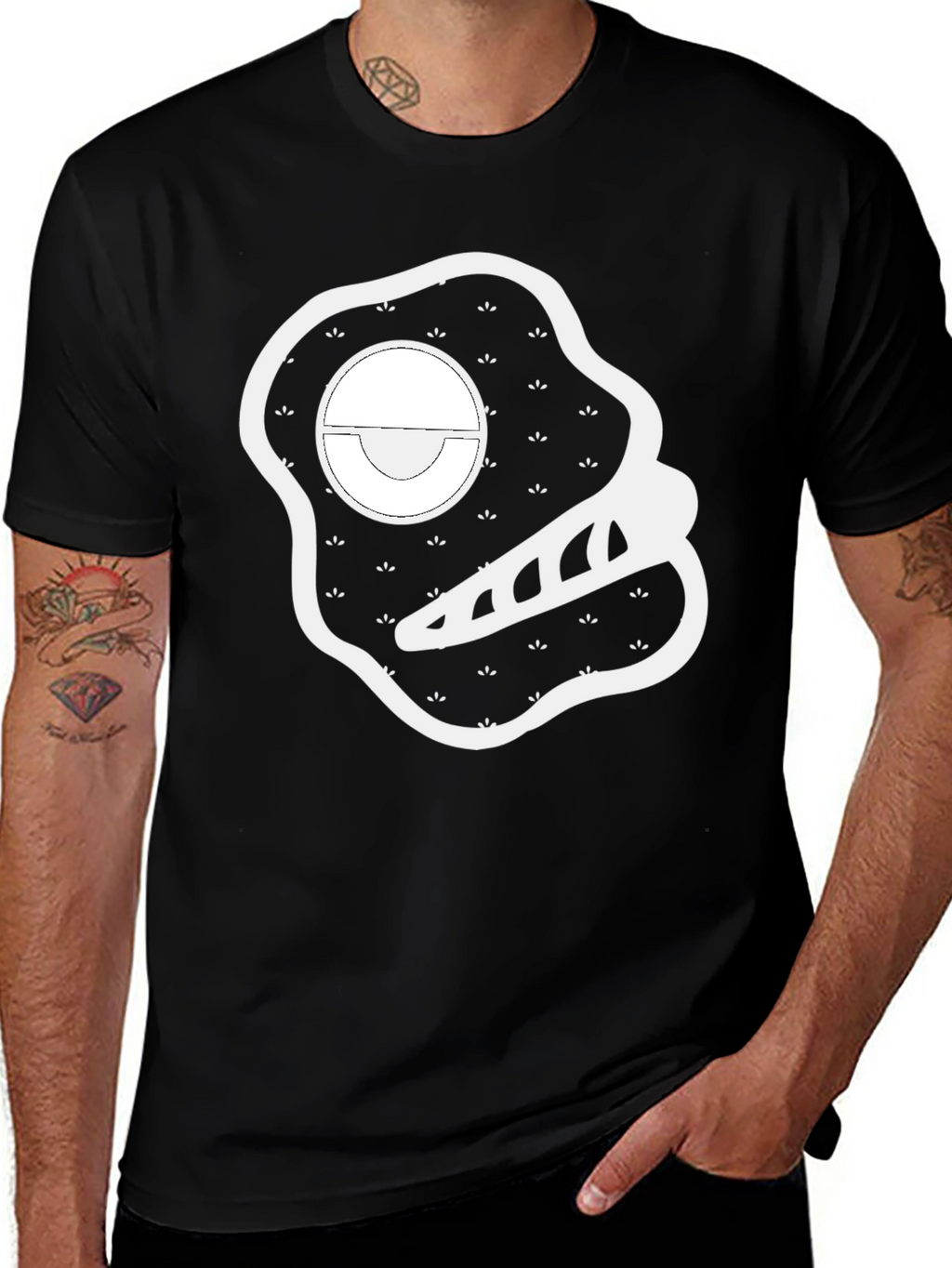 Modern Graphic Print Black T-Shirt