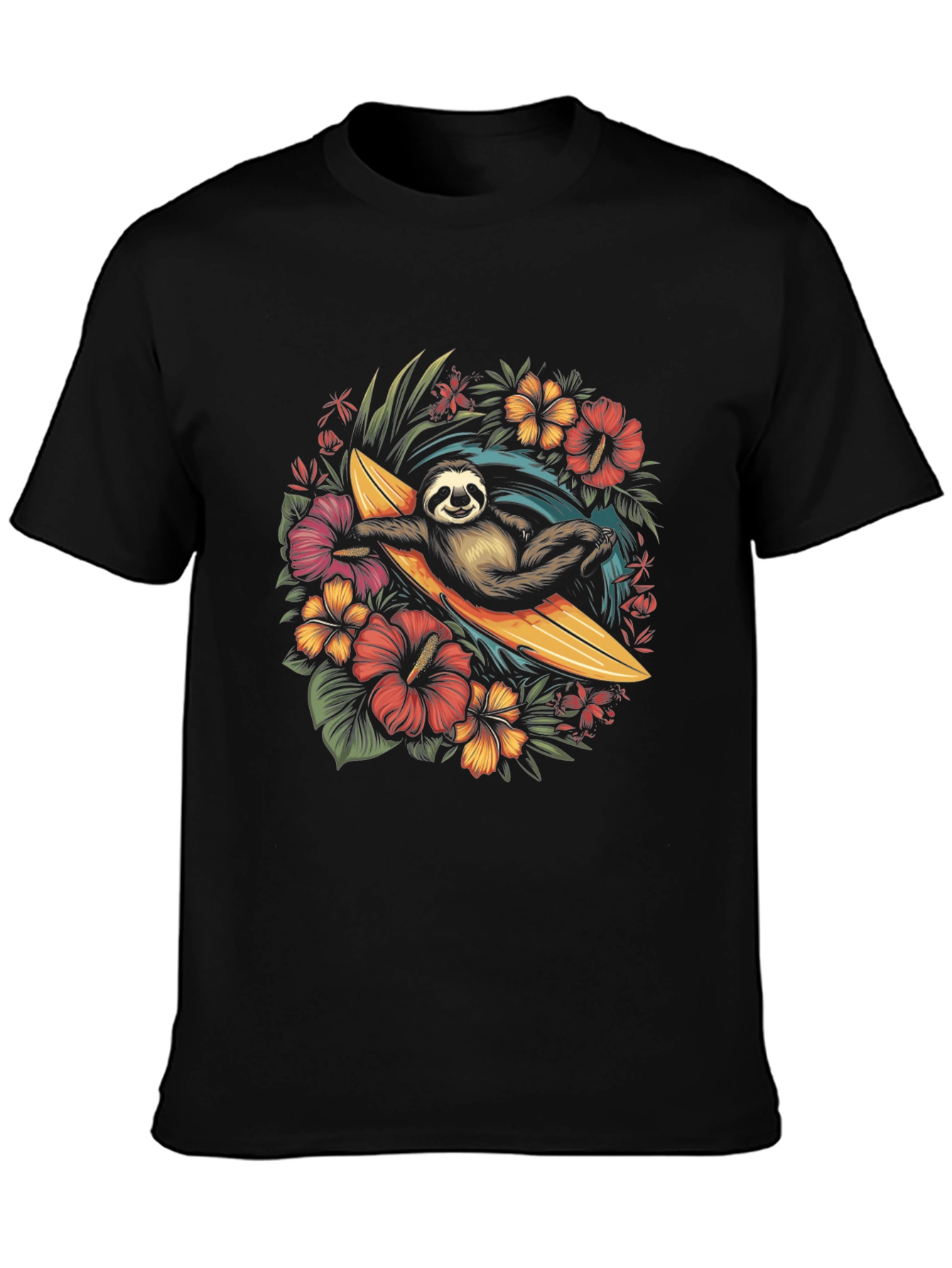 Surfing Sloth Graphic T-Shirt