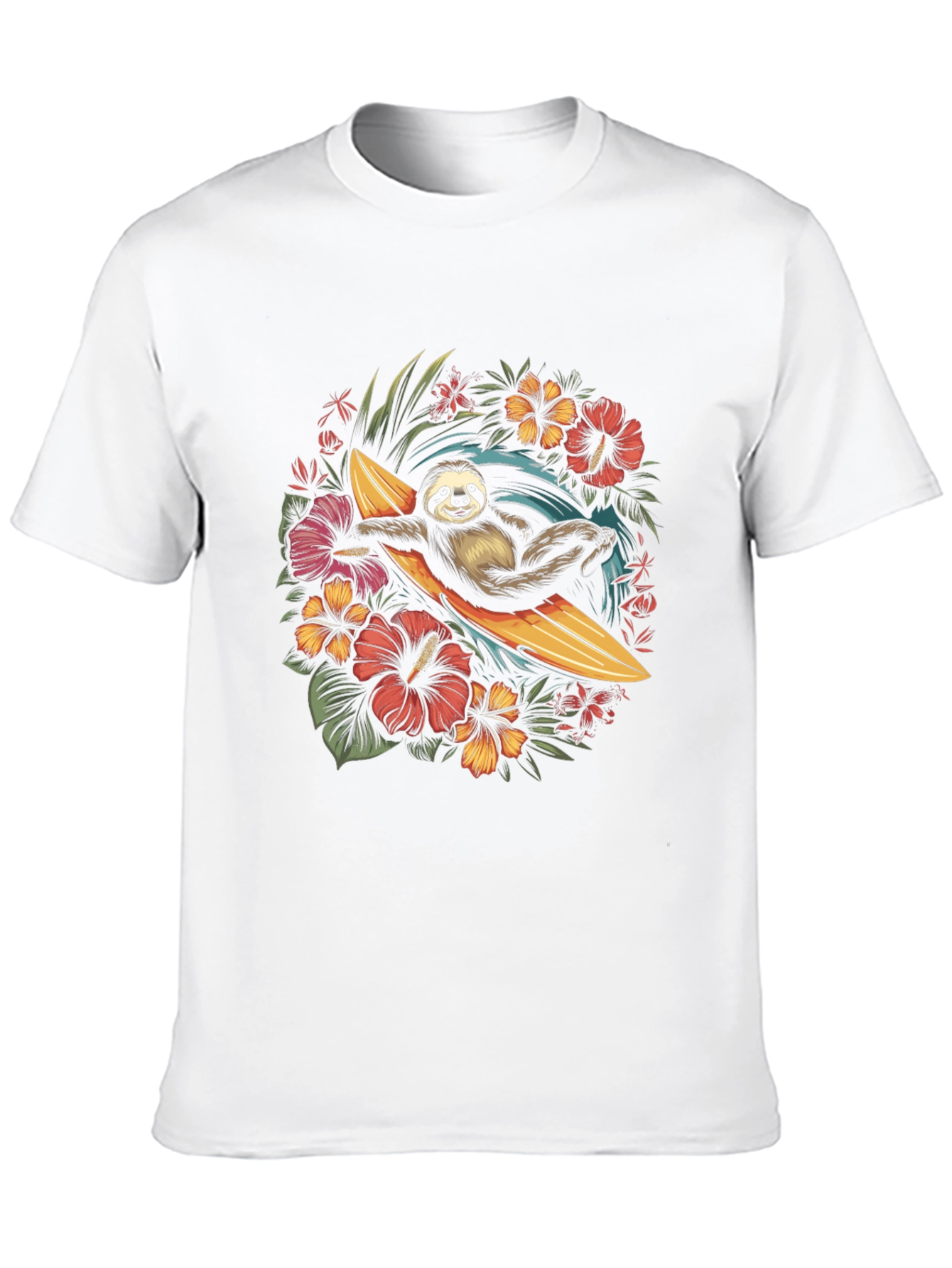 Surfing Sloth Graphic T-Shirt