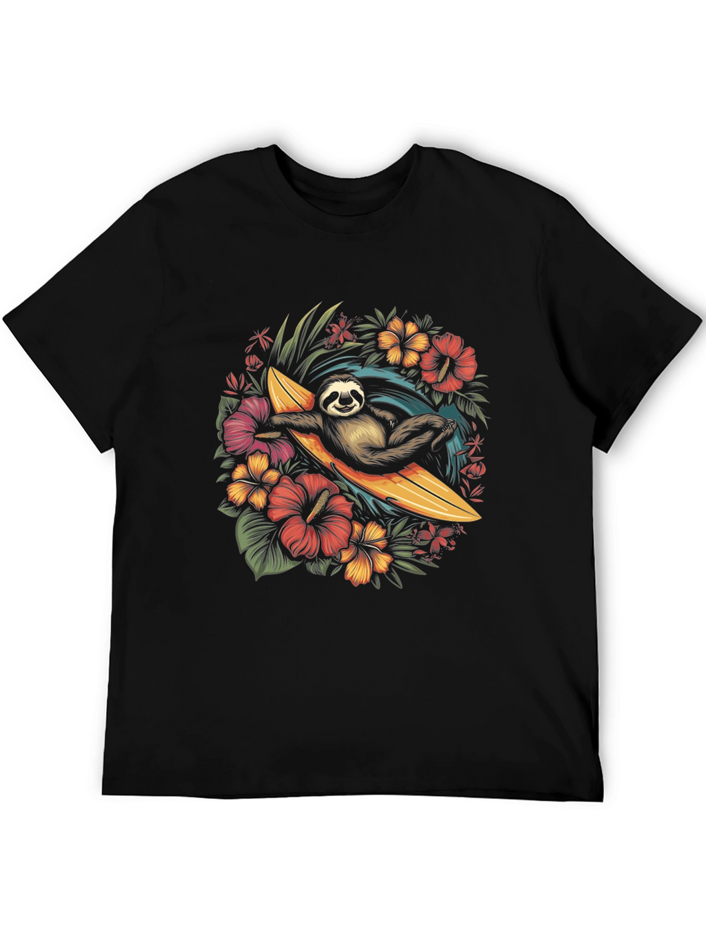 Surfing Sloth Graphic T-Shirt