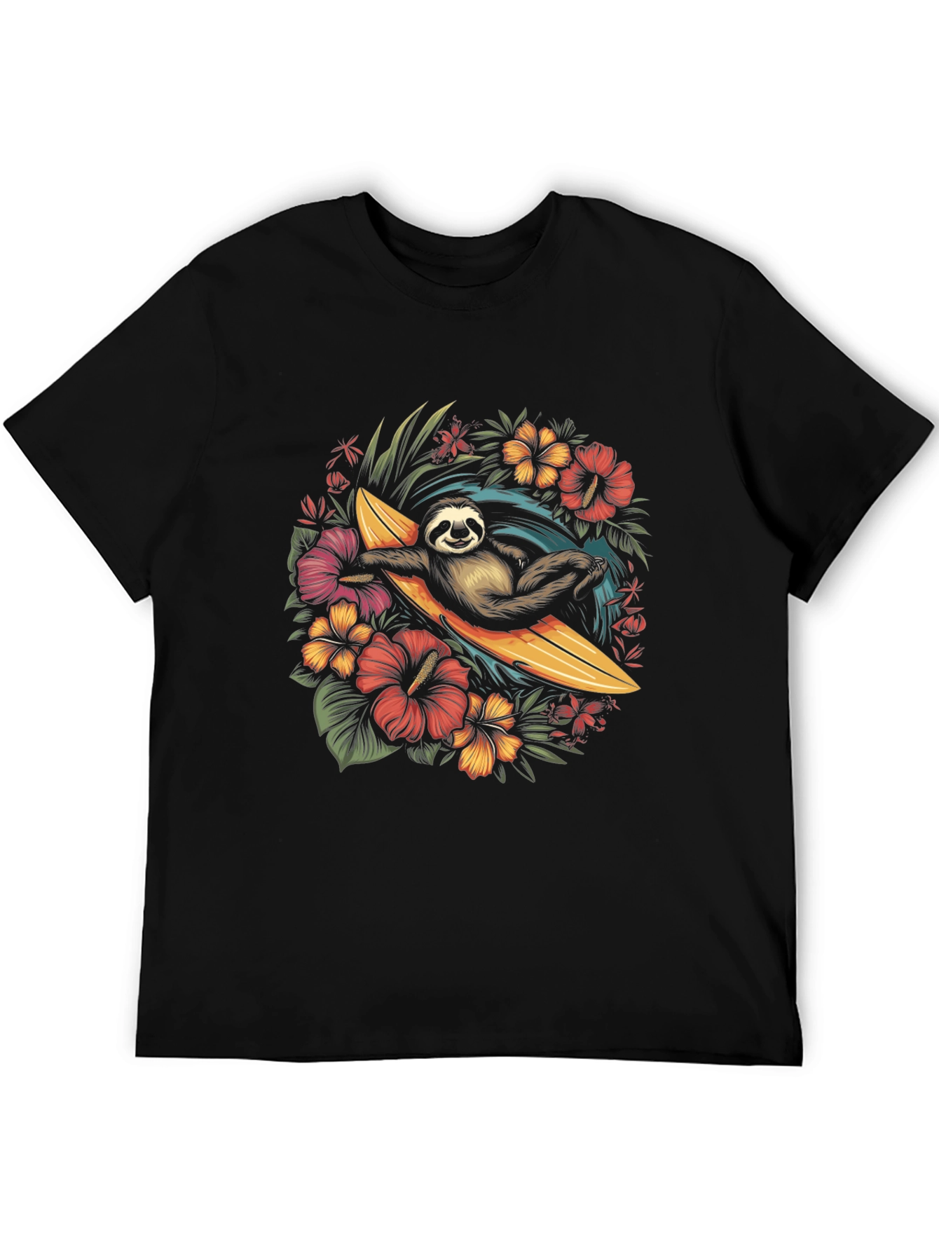 Surfing Sloth Graphic T-Shirt