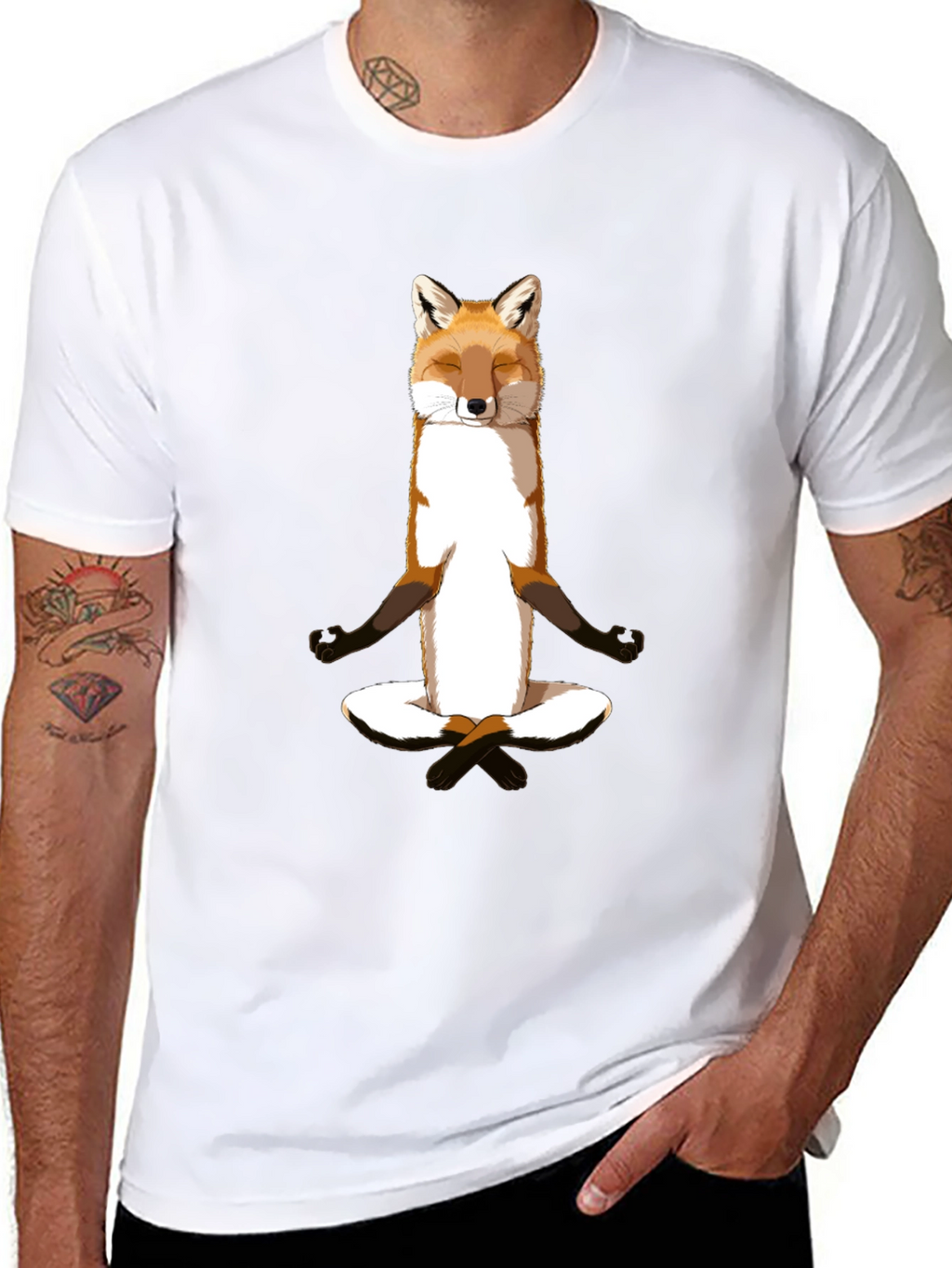 Zen Fox Meditation T-Shirt - Relaxed Style