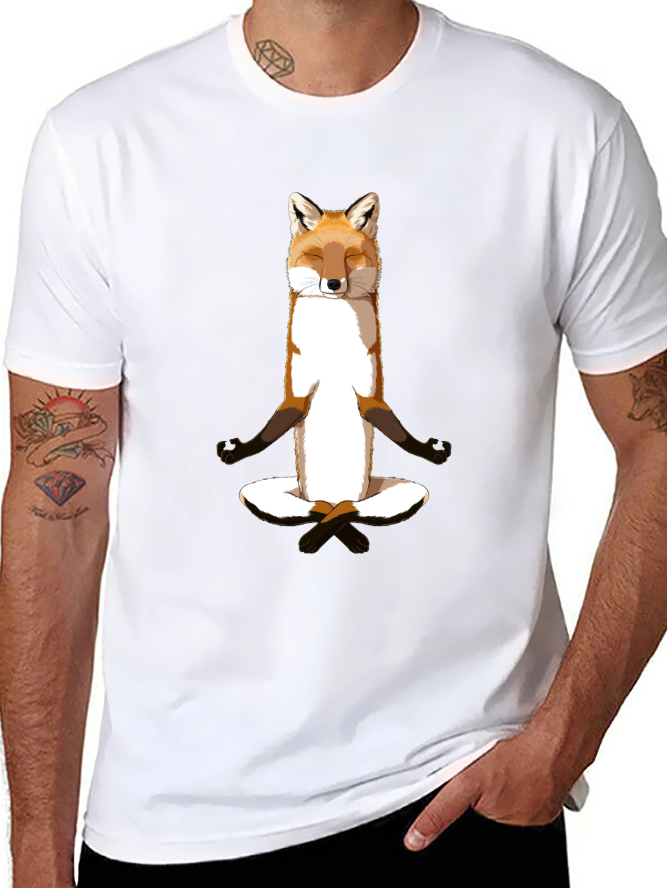 Zen Fox Meditation T-Shirt - Relaxed Style
