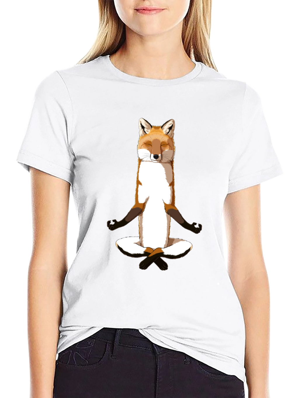 Zen Fox Meditation T-Shirt - Relaxed Style
