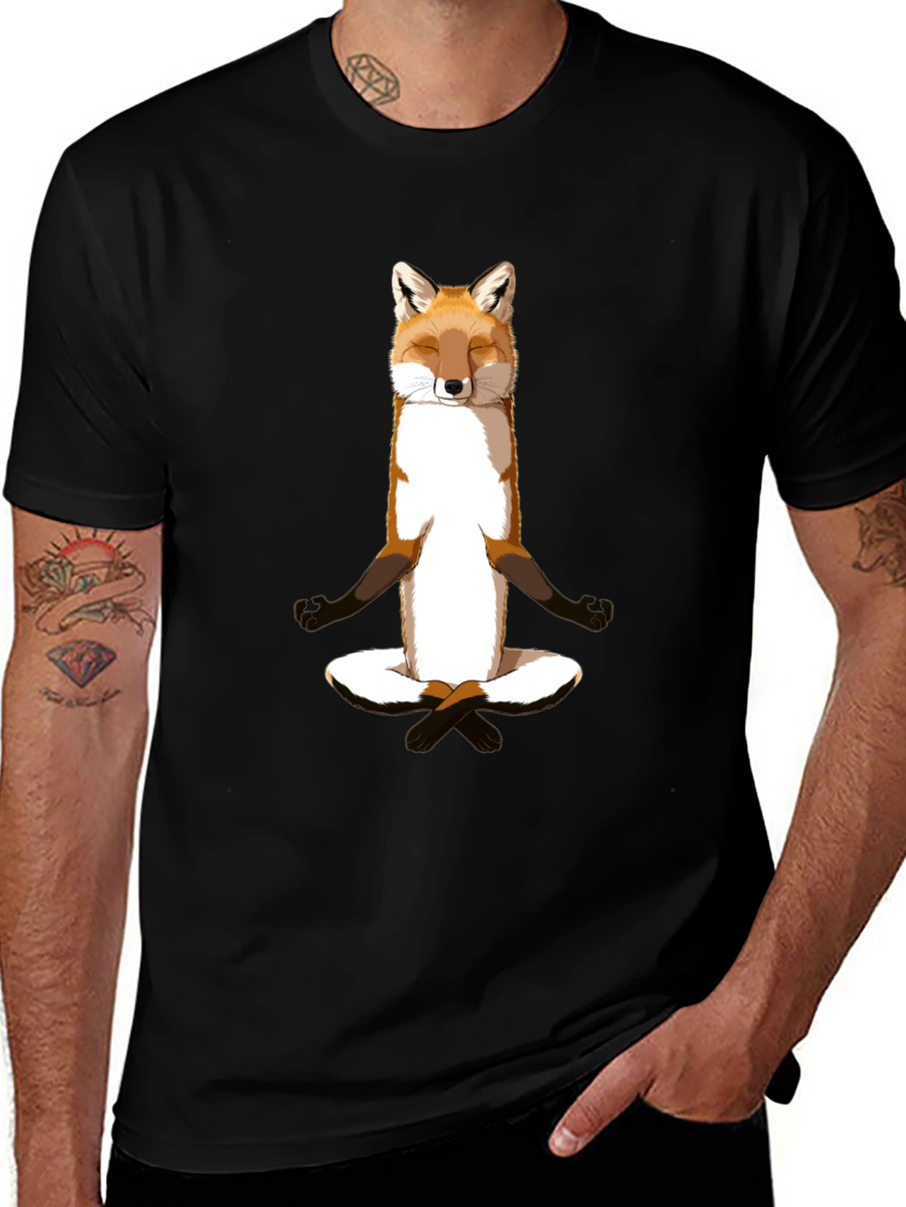 Zen Fox Meditation T-Shirt - Relaxed Style