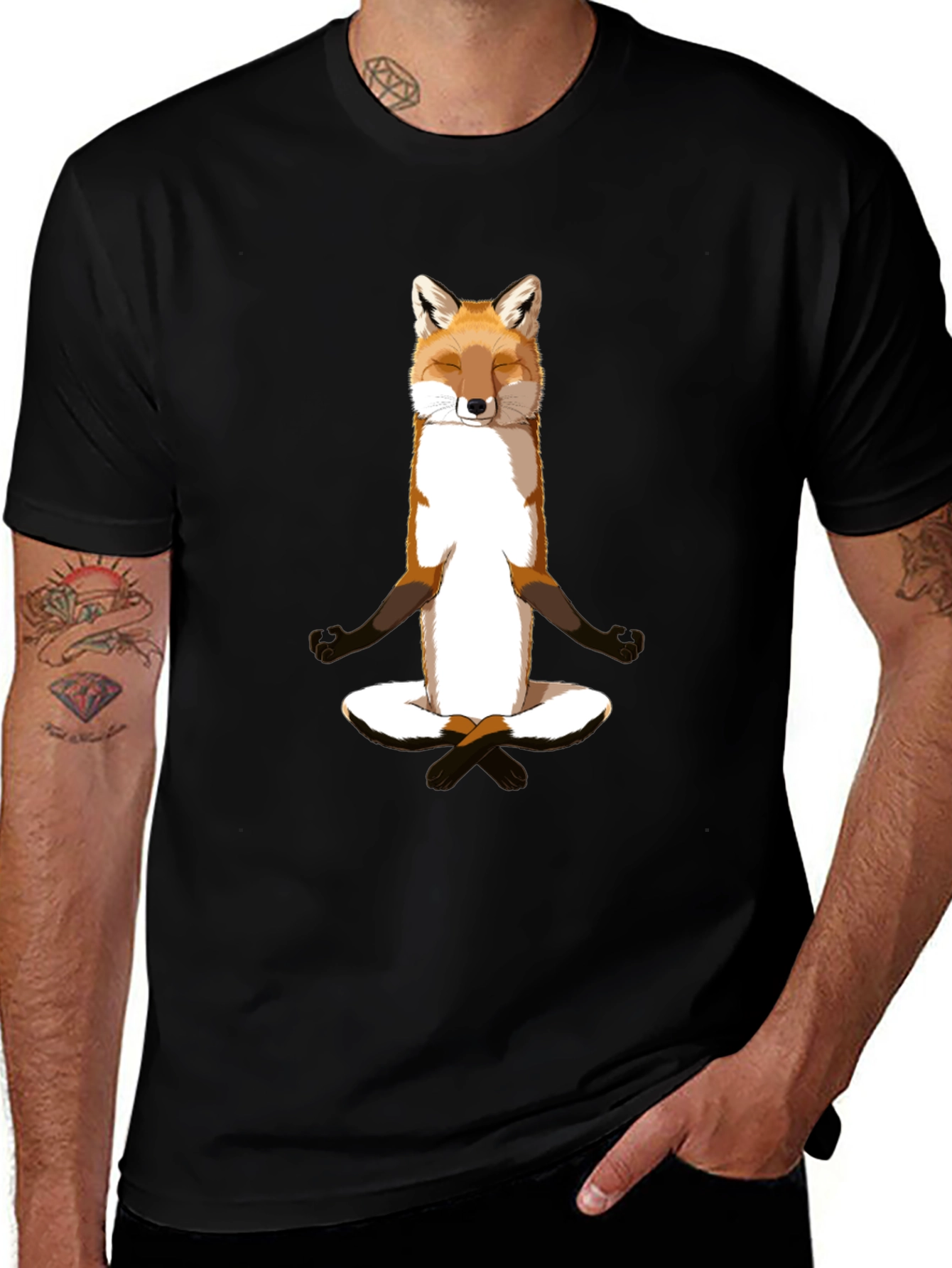 Zen Fox Meditation T-Shirt - Relaxed Style