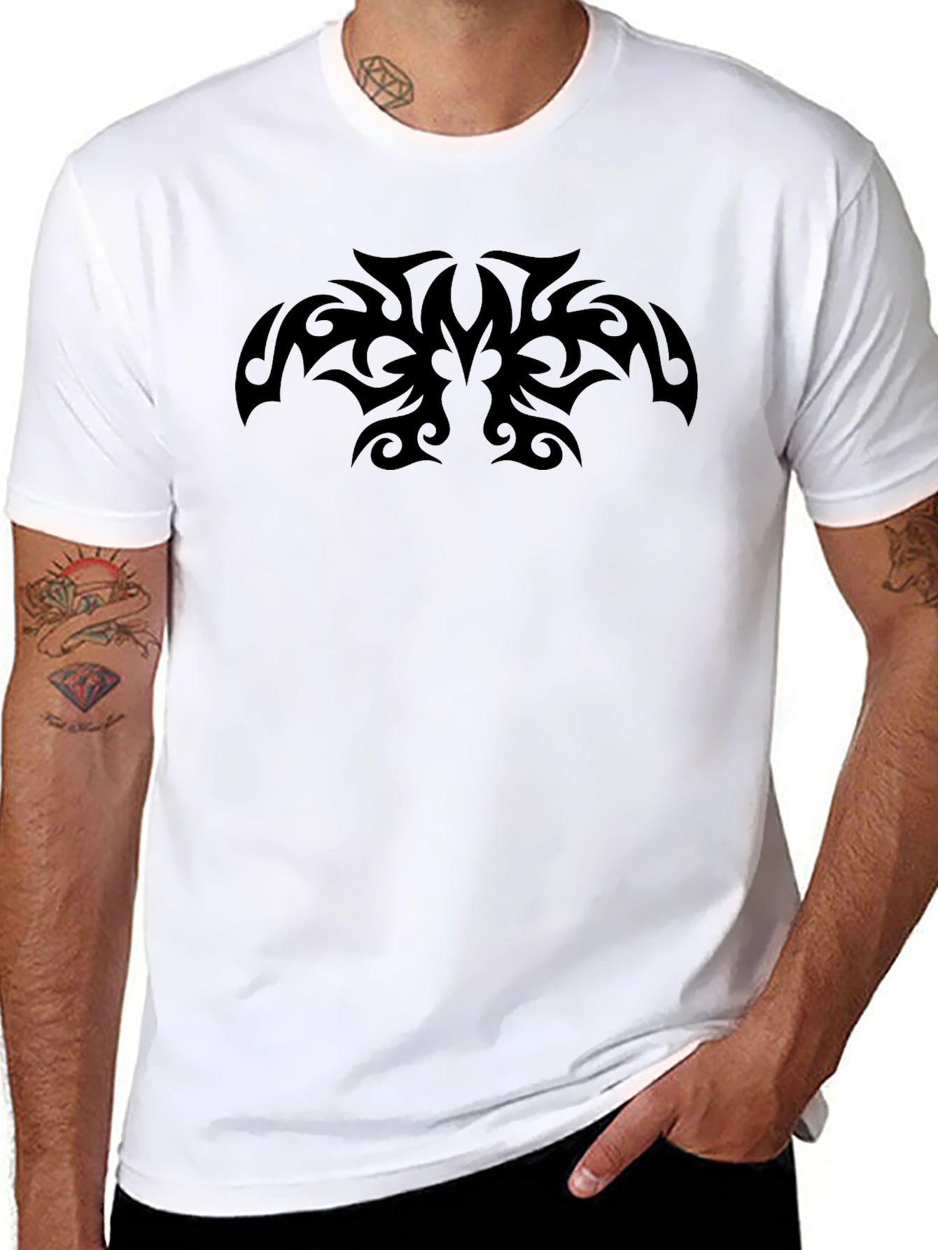 Mens Black Tribal Tattoo Graphic Tee