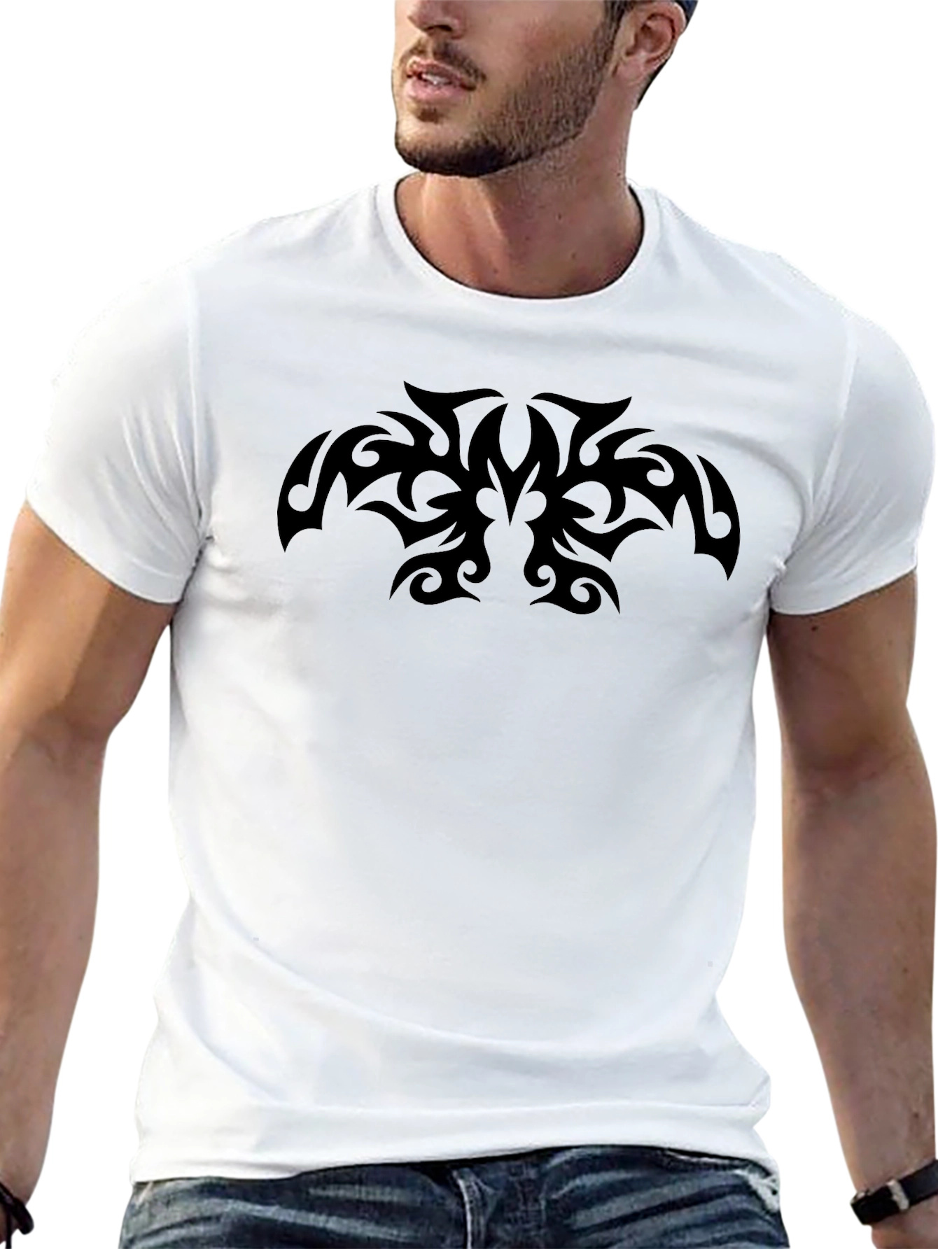 Mens Black Tribal Tattoo Graphic Tee