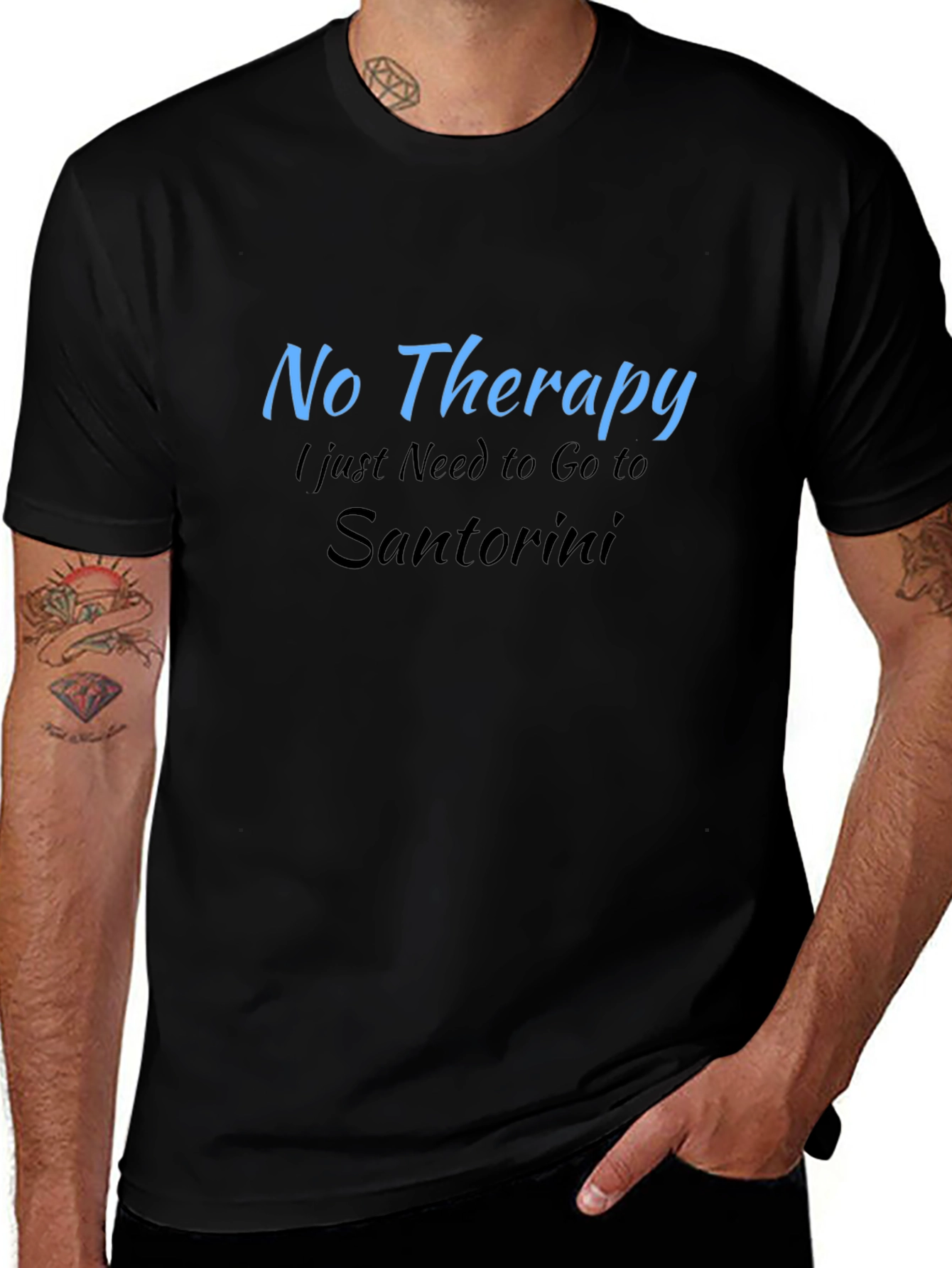 No Therapy Santorini T-Shirt  Relaxation Vacation Tee