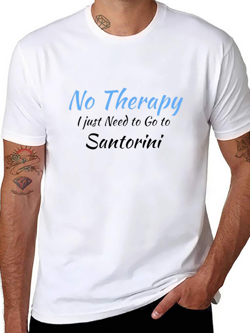 No Therapy Santorini T-Shirt  Relaxation Vacation Tee