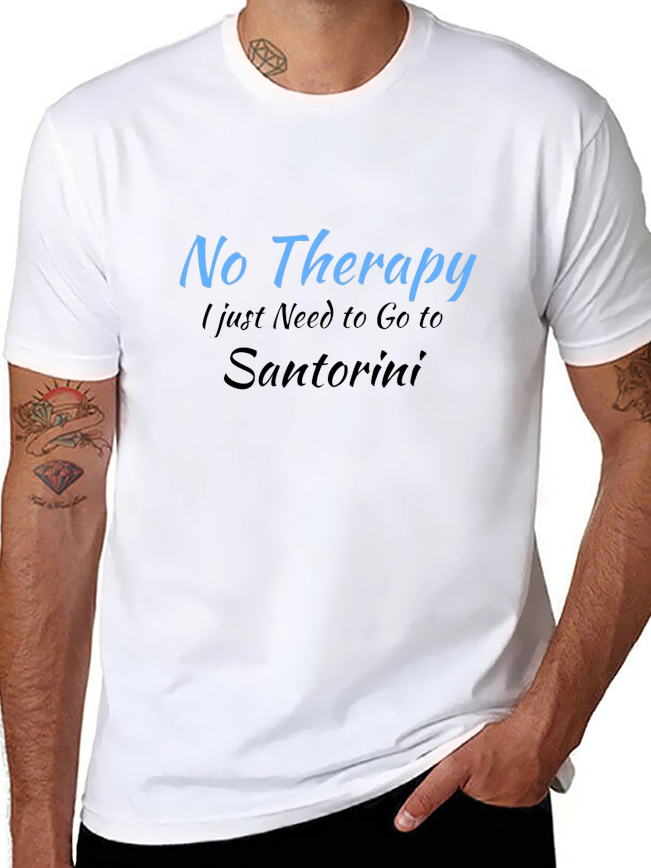 No Therapy Santorini T-Shirt  Relaxation Vacation Tee