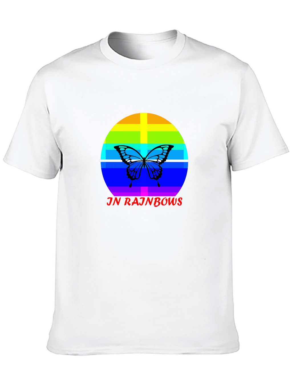 JN Rainbows Butterfly Black T-Shirt