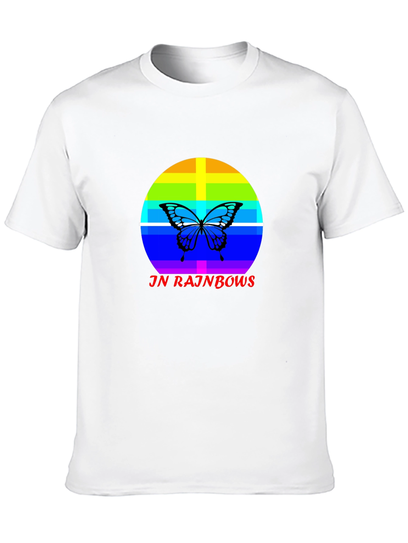 JN Rainbows Butterfly Black T-Shirt