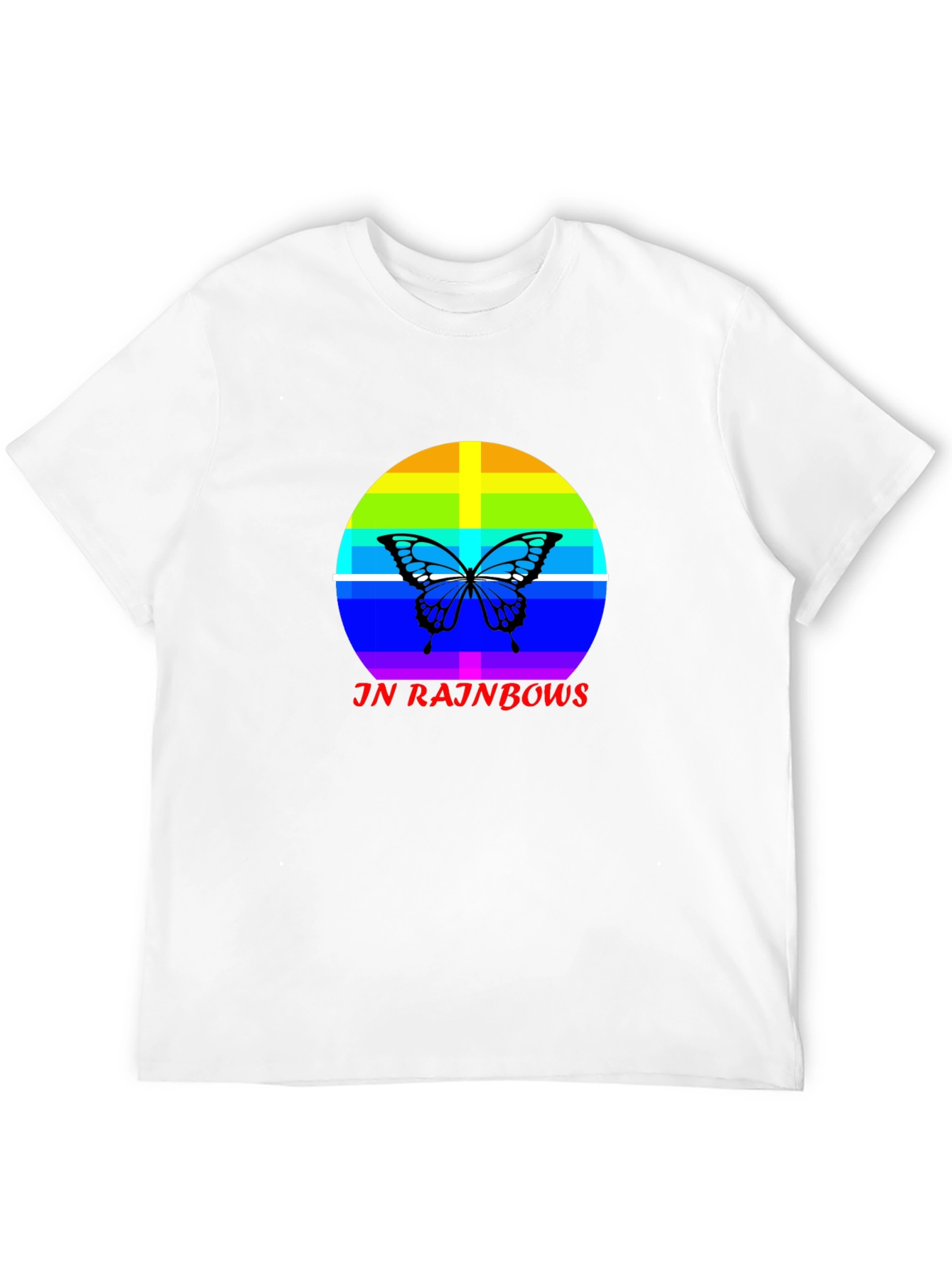 JN Rainbows Butterfly Black T-Shirt