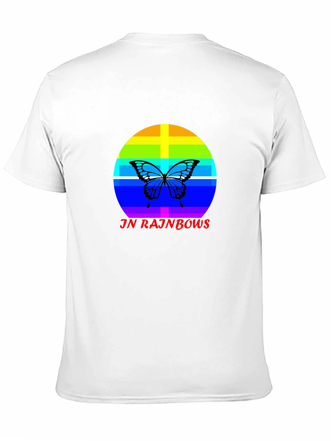 JN Rainbows Butterfly Black T-Shirt