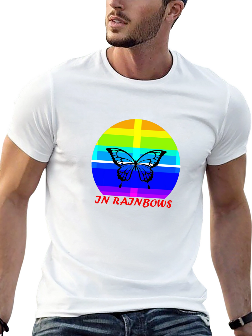 JN Rainbows Butterfly Black T-Shirt