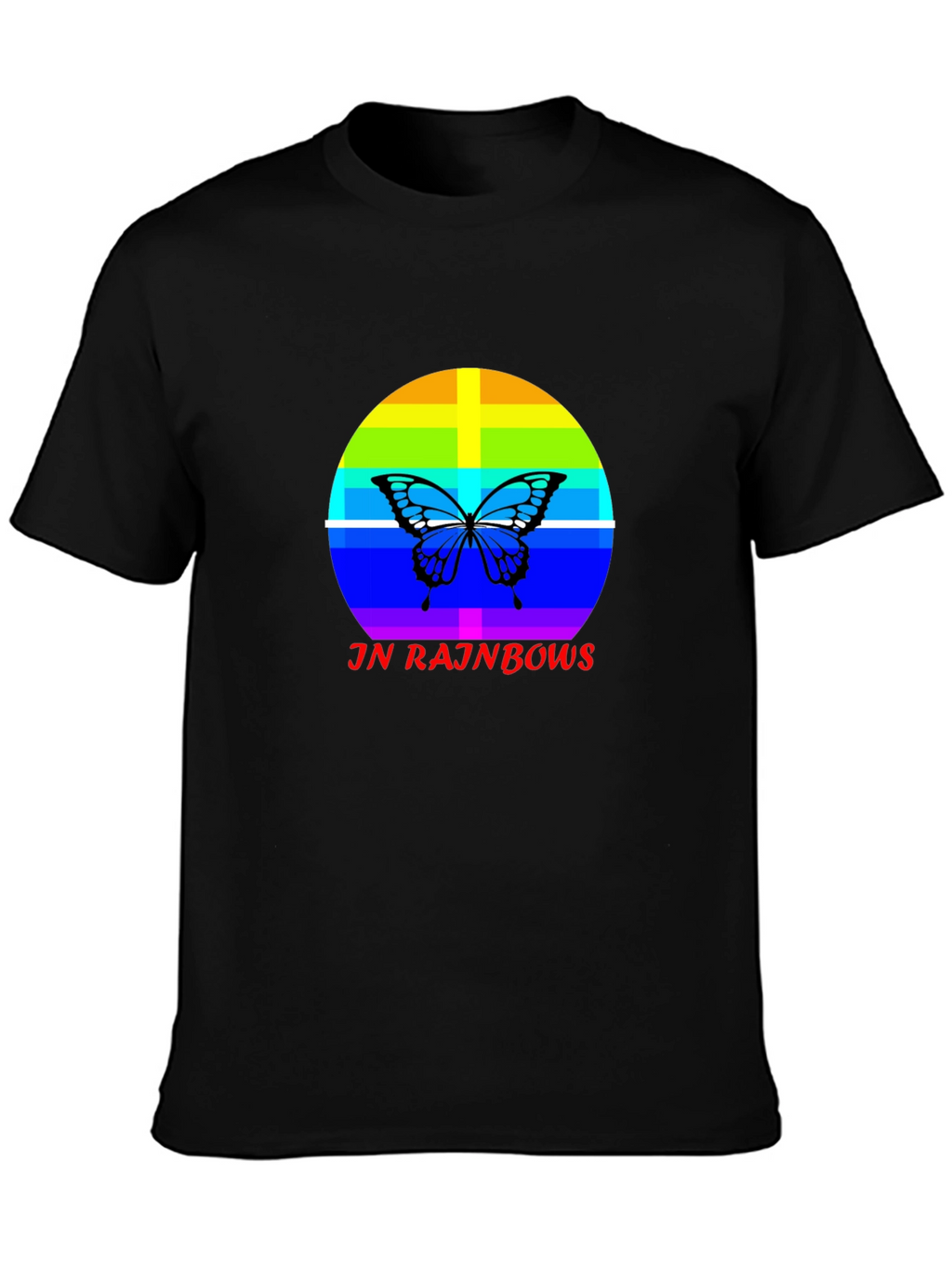JN Rainbows Butterfly Black T-Shirt