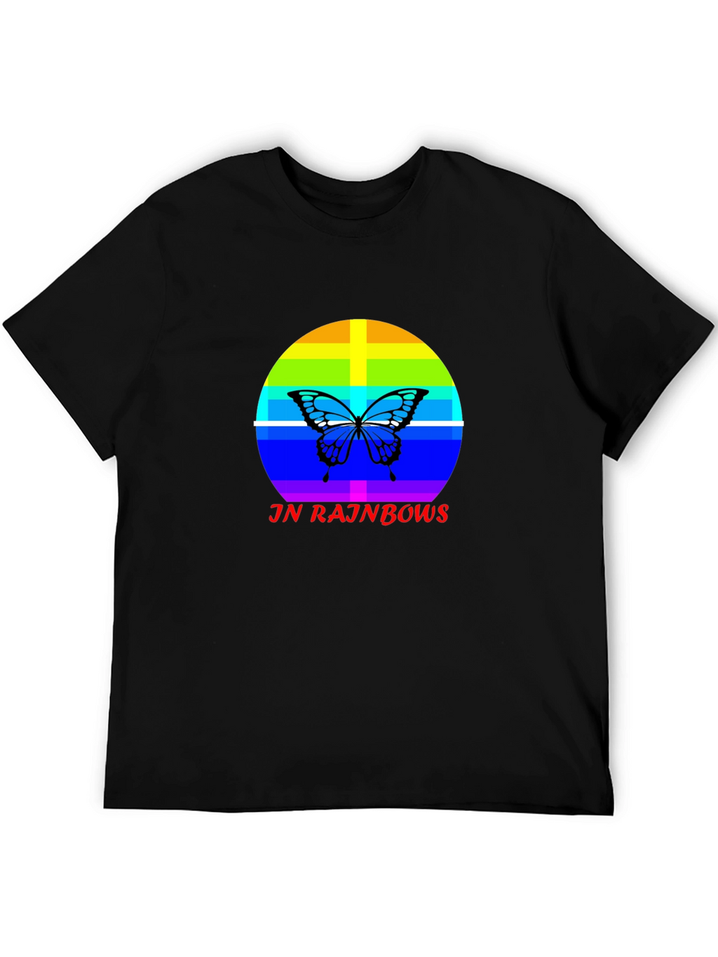 JN Rainbows Butterfly Black T-Shirt