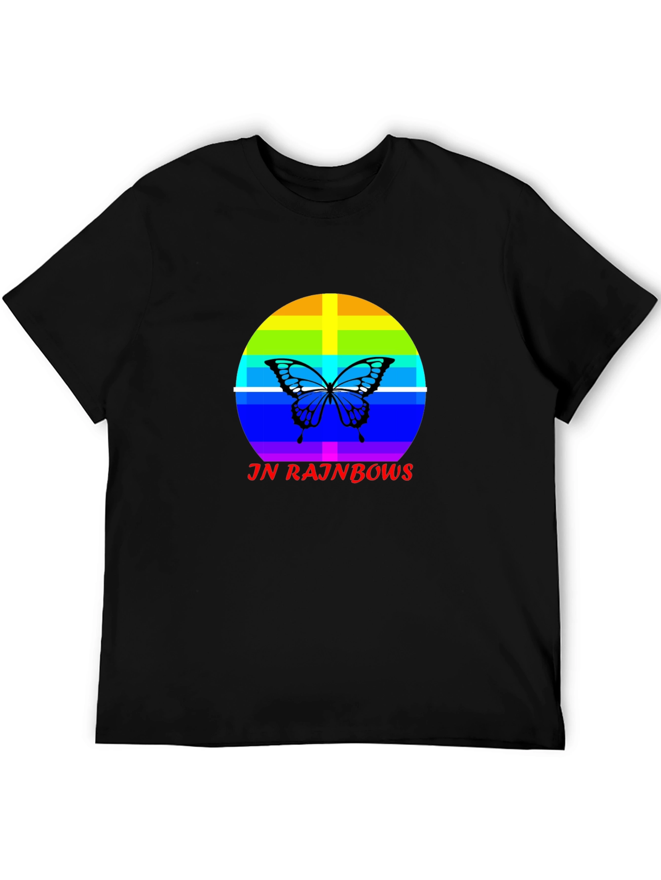 JN Rainbows Butterfly Black T-Shirt