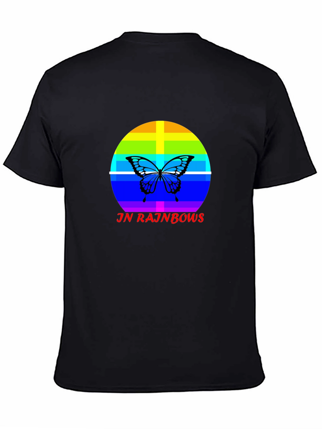 JN Rainbows Butterfly Black T-Shirt