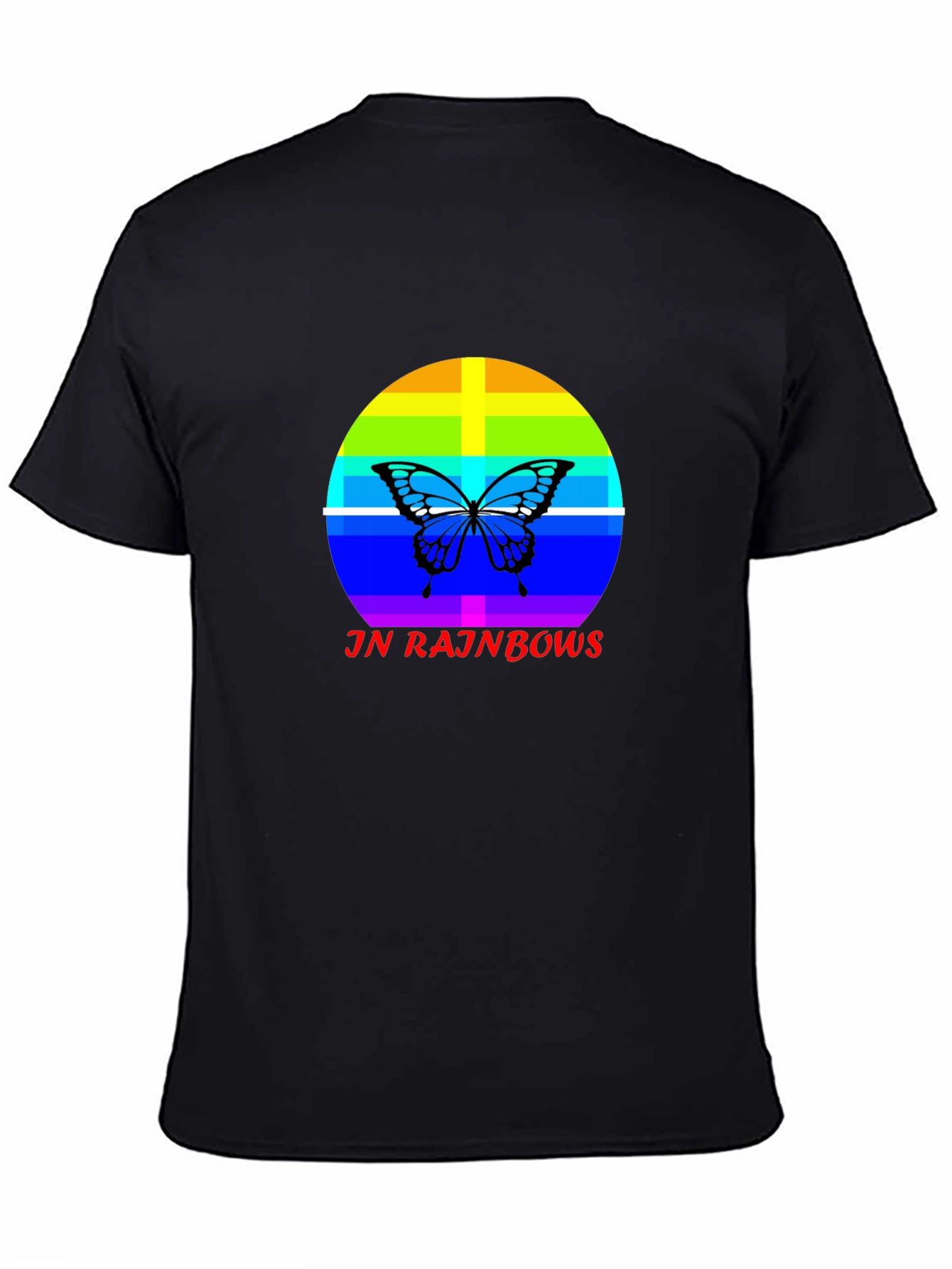 JN Rainbows Butterfly Black T-Shirt
