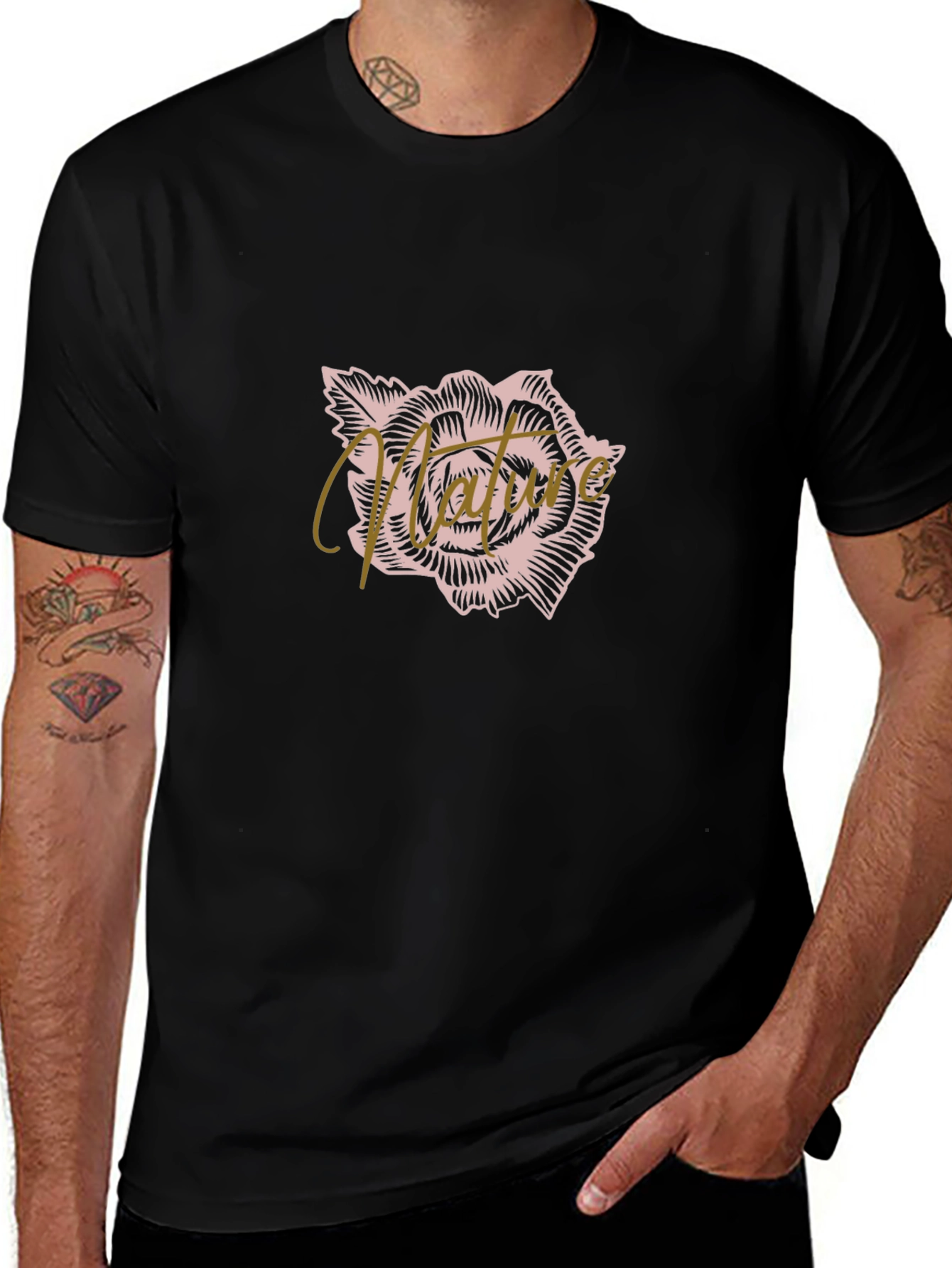 Black Mature Rose Graphic Tee