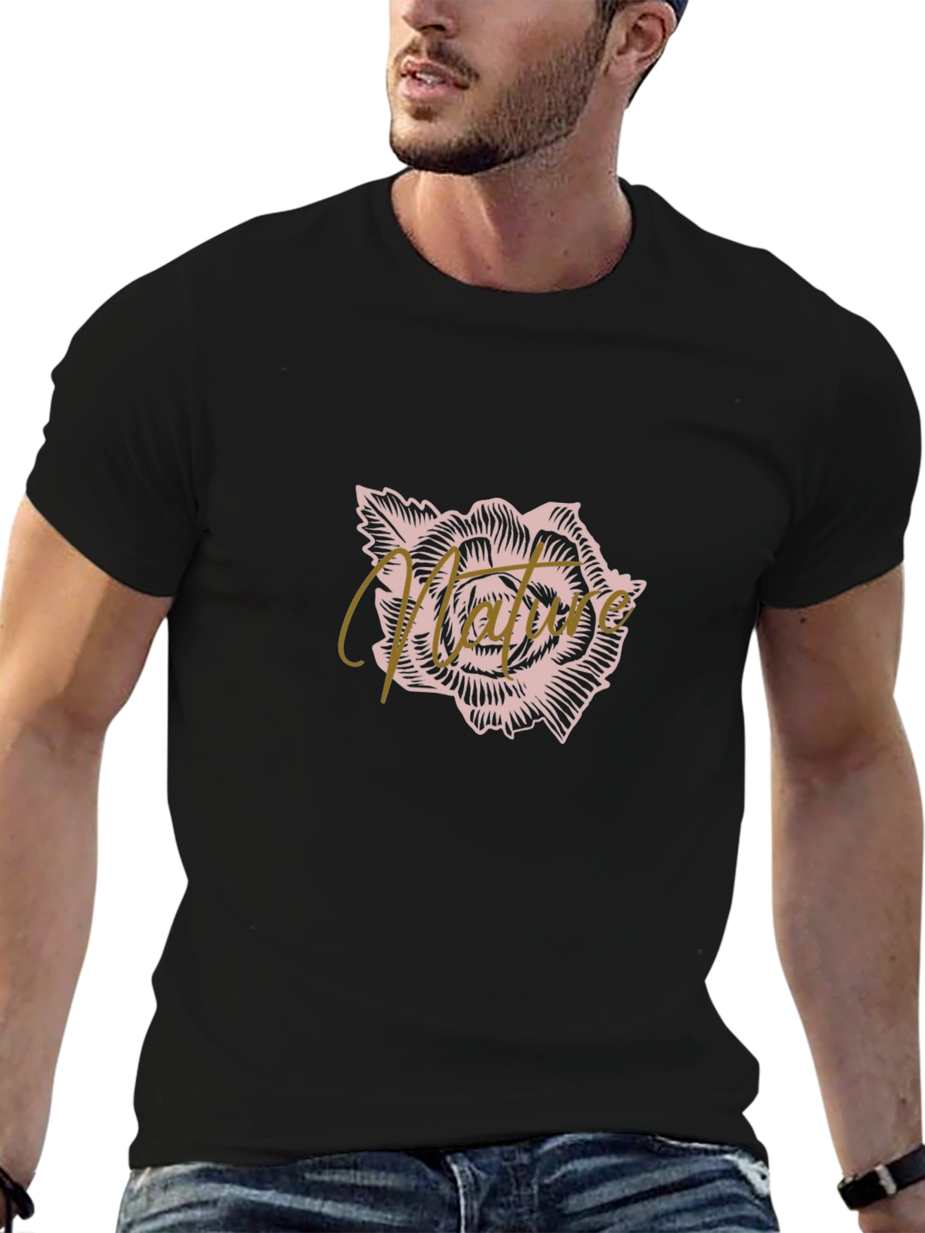 Black Mature Rose Graphic Tee