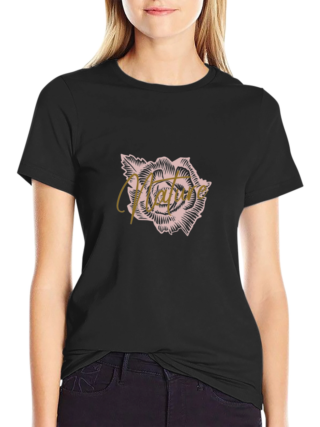 Black Mature Rose Graphic Tee