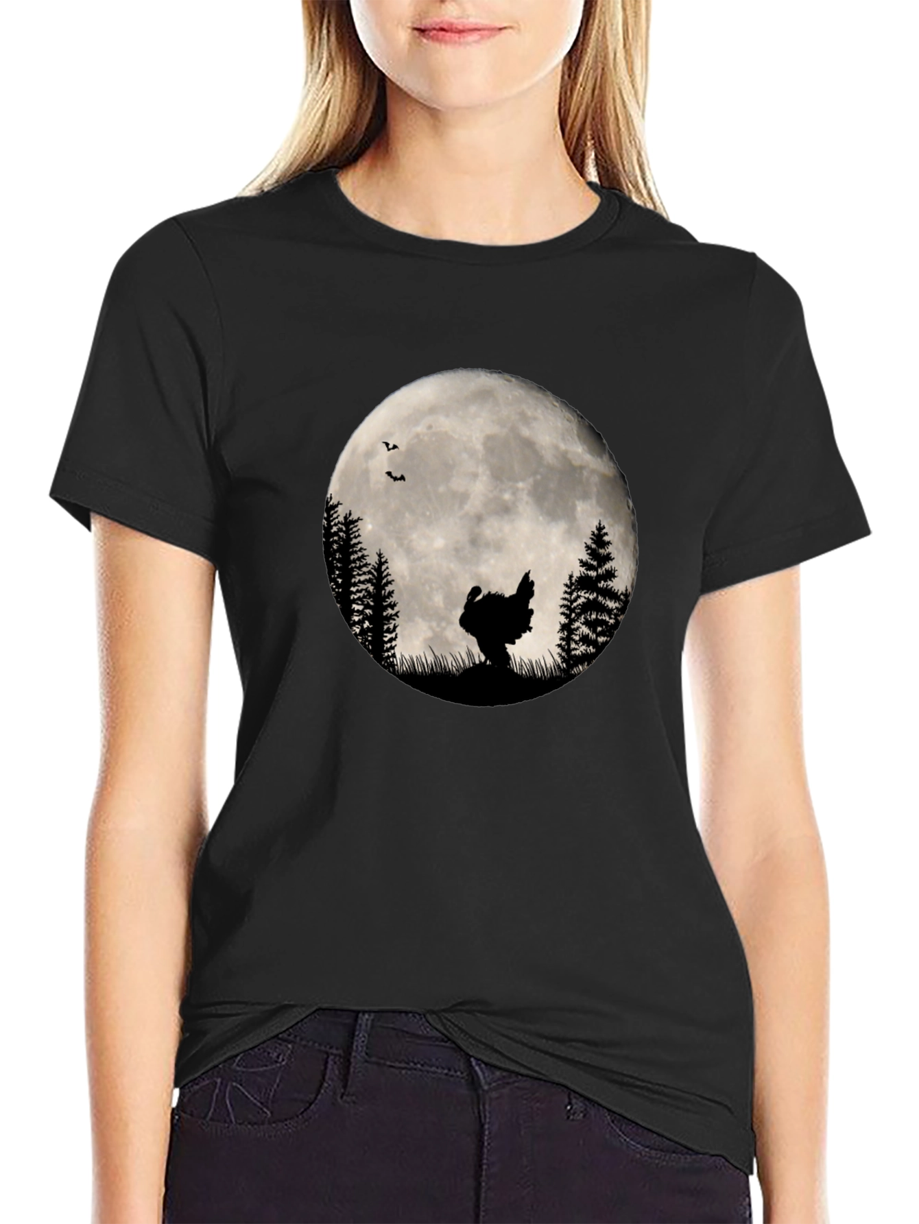 Turkey Silhouette Moon Graphic T-Shirt