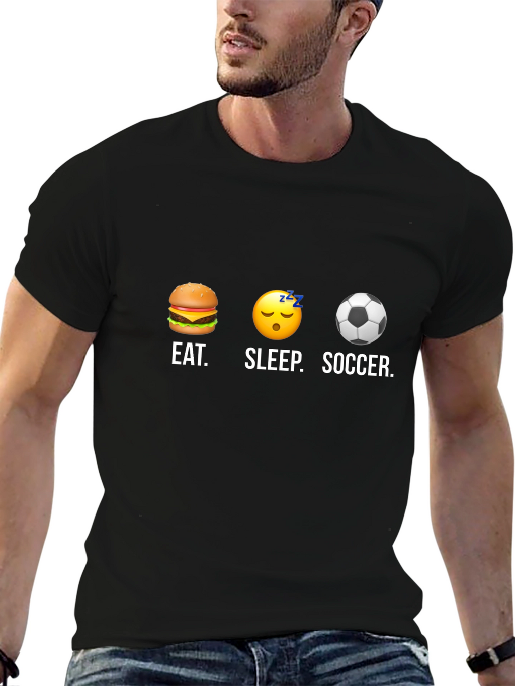 Eat Sleep Soccer T-Shirt - Funny Graphic Tee
