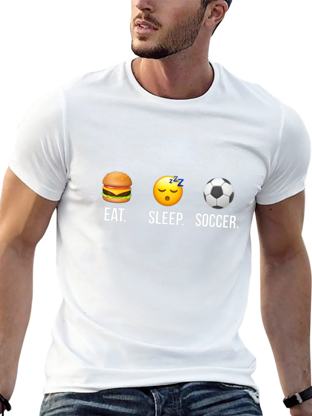 Eat Sleep Soccer T-Shirt - Funny Graphic Tee