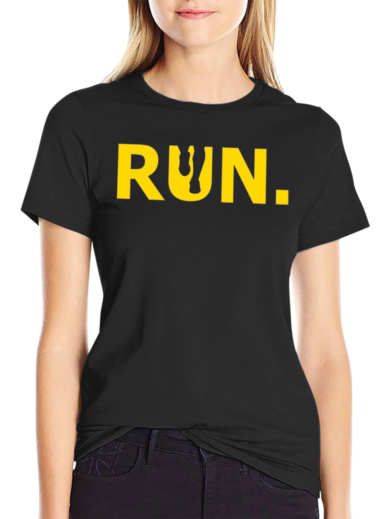 Run Graphic Tee - Black Cotton Short Sleeve