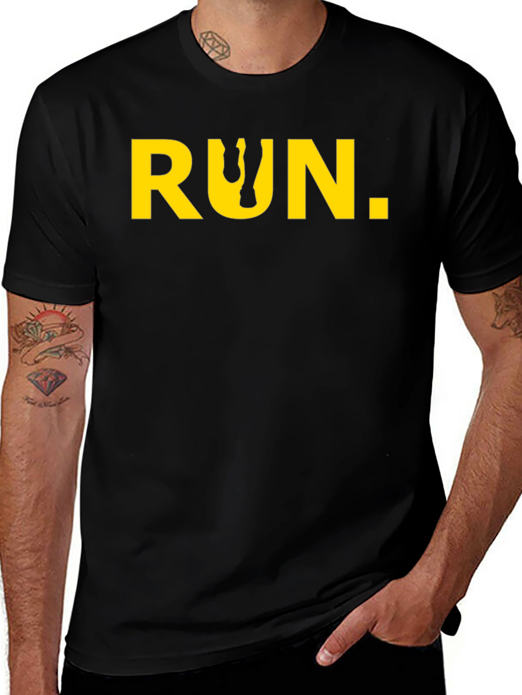 Run Graphic Tee - Black Cotton Short Sleeve
