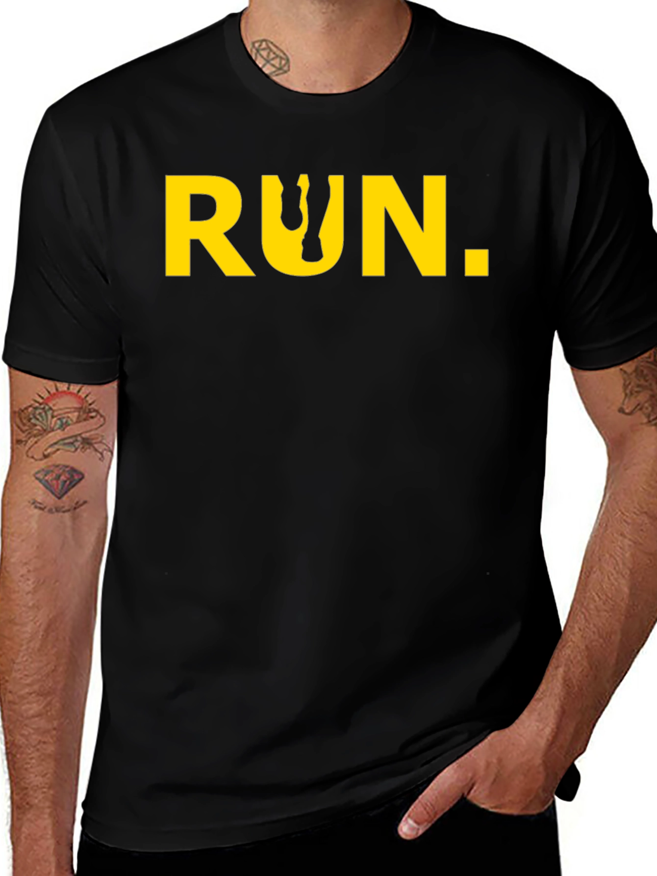 Run Graphic Tee - Black Cotton Short Sleeve