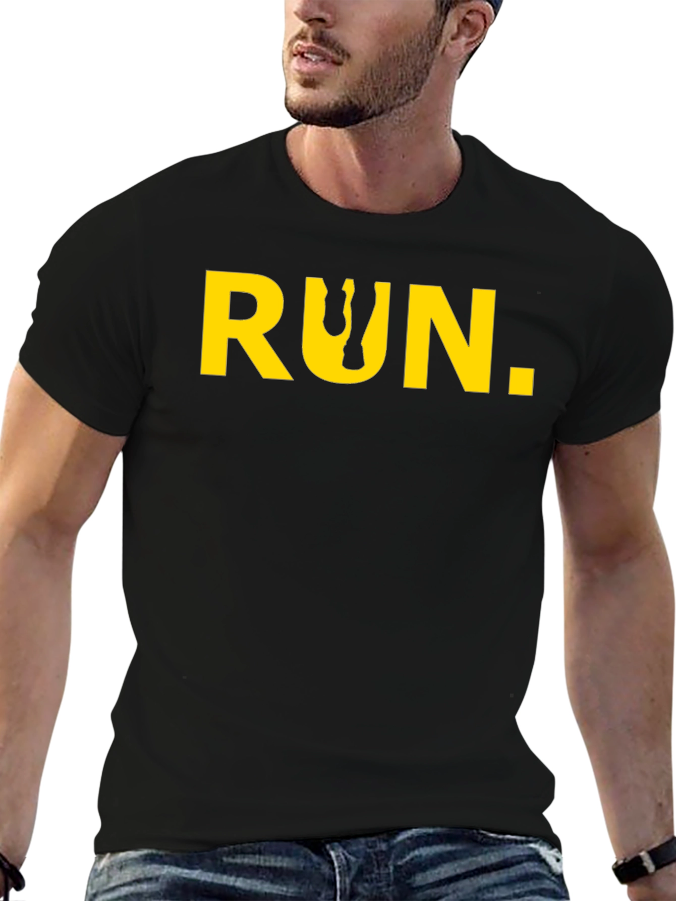 Run Graphic Tee - Black Cotton Short Sleeve